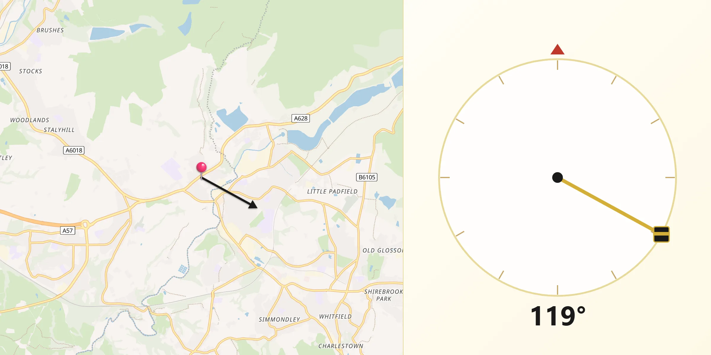 Qibla Direction from Hollingworth