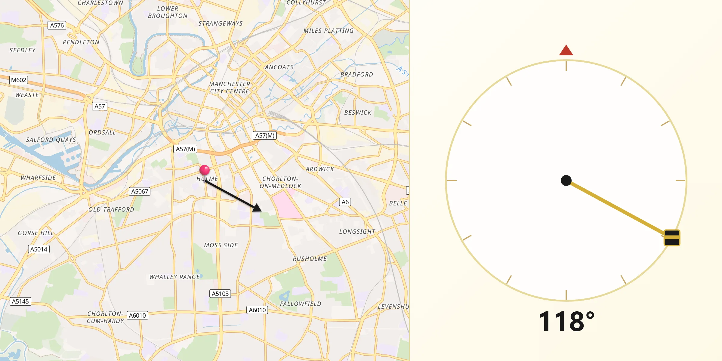 Qibla Direction from Hulme