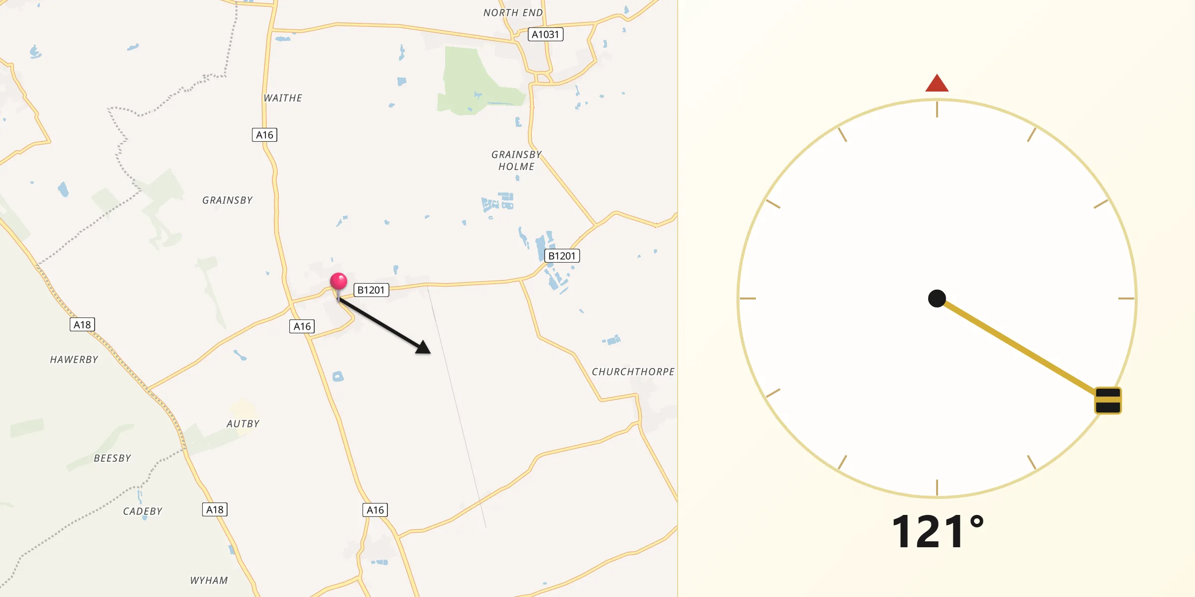 Qibla Direction from North Thoresby