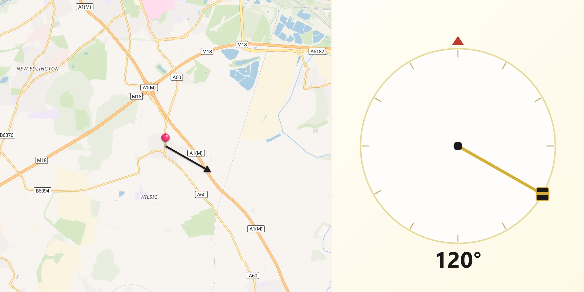 Qibla Direction from Wadworth