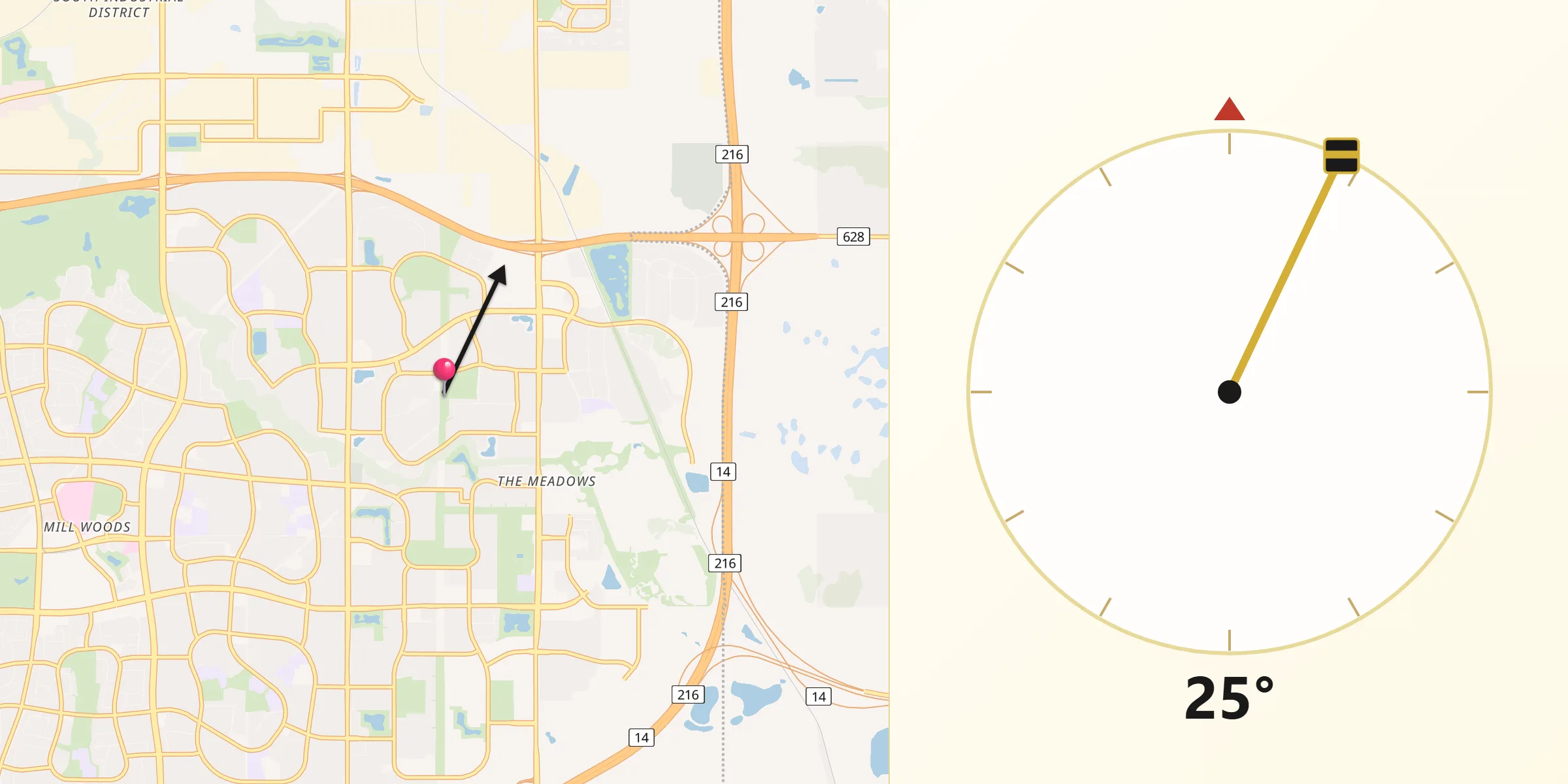 Qibla Direction from Wild Rose