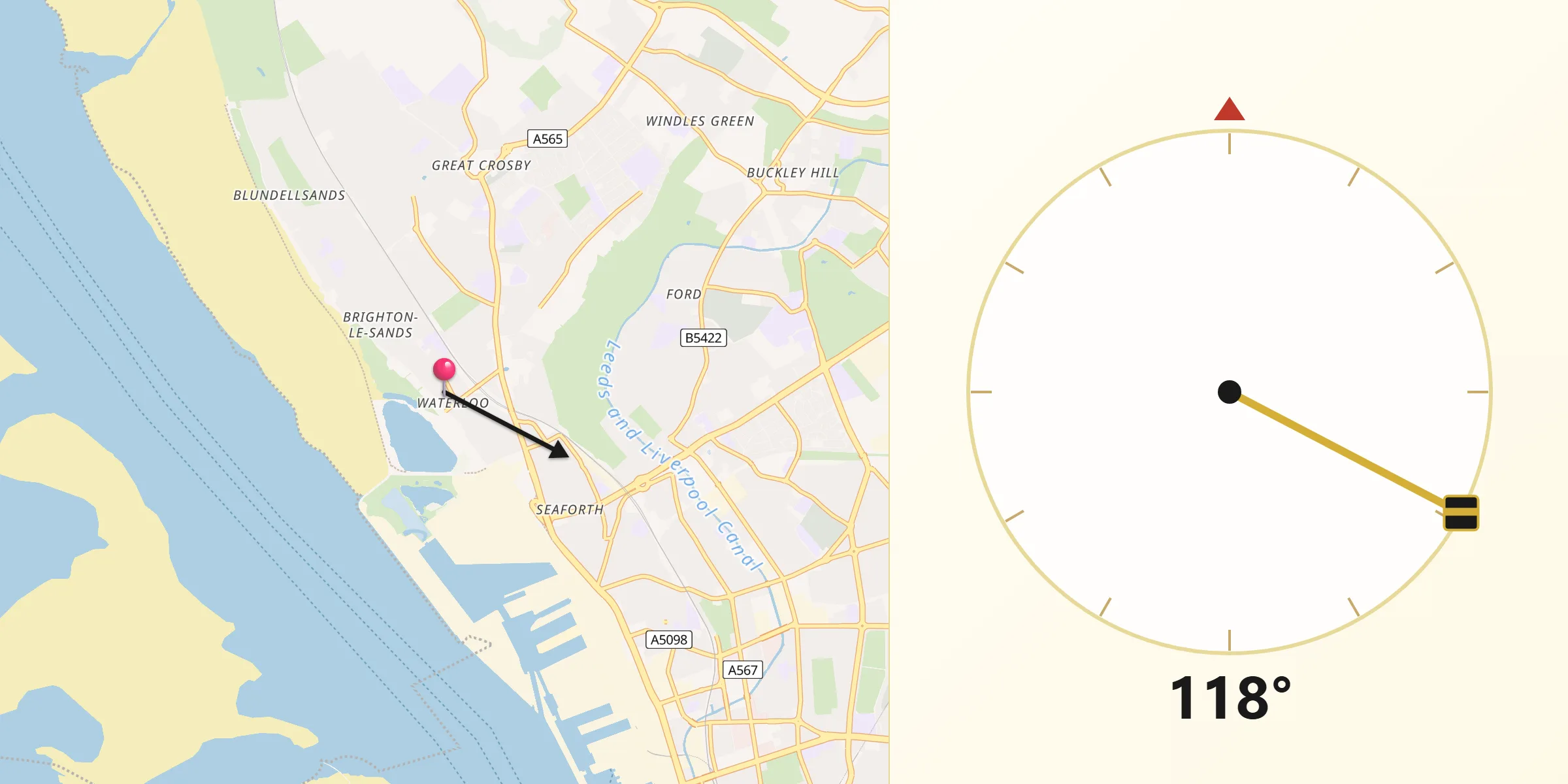 Qibla Direction from Waterloo
