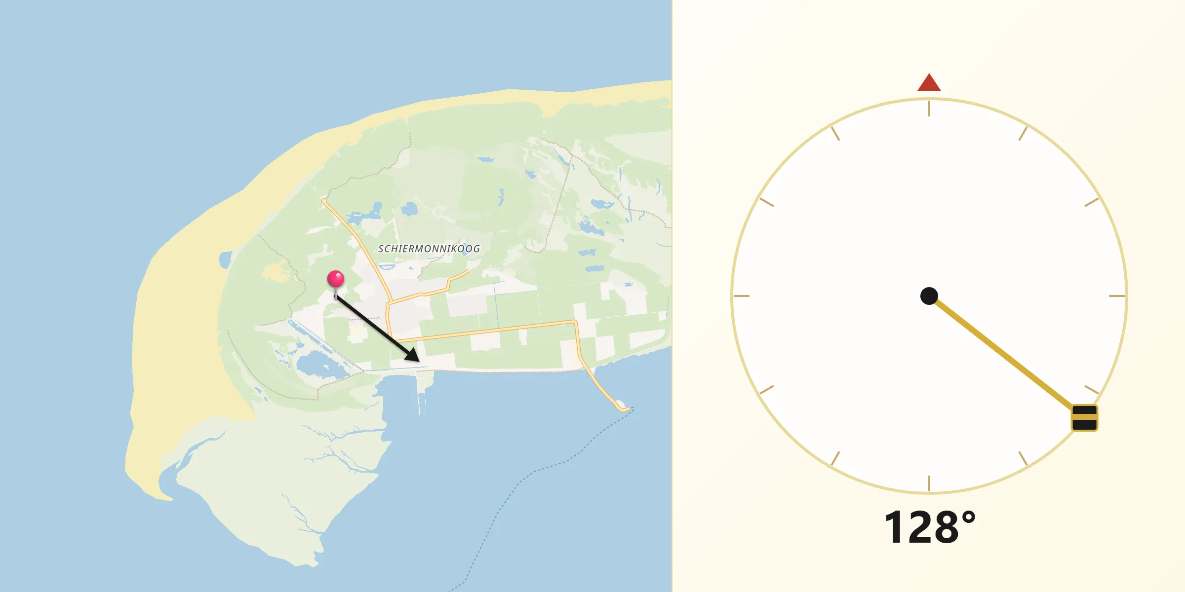 Qibla Richting vanaf Schiermonnikoog