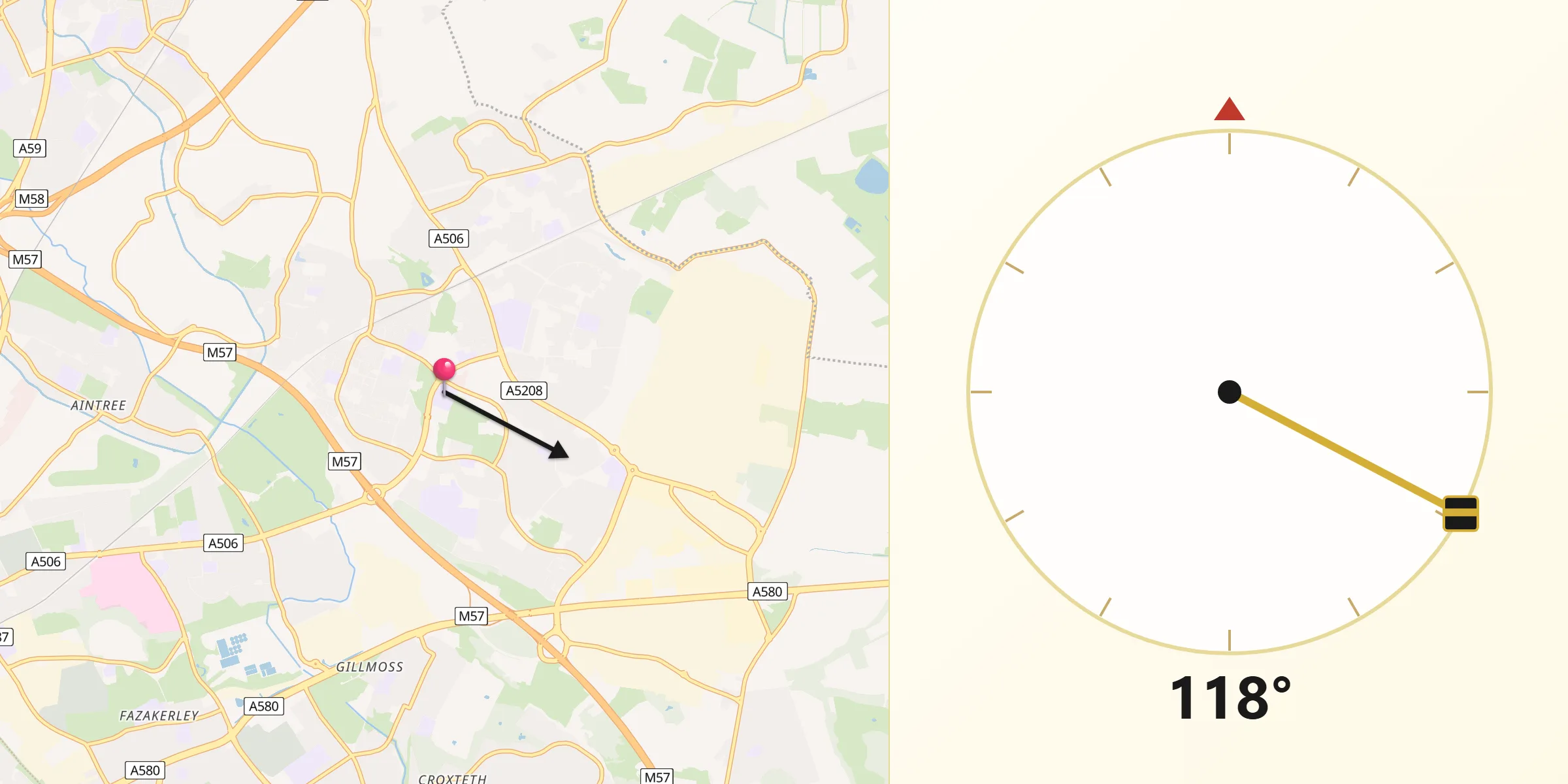 Qibla Direction from Kirkby