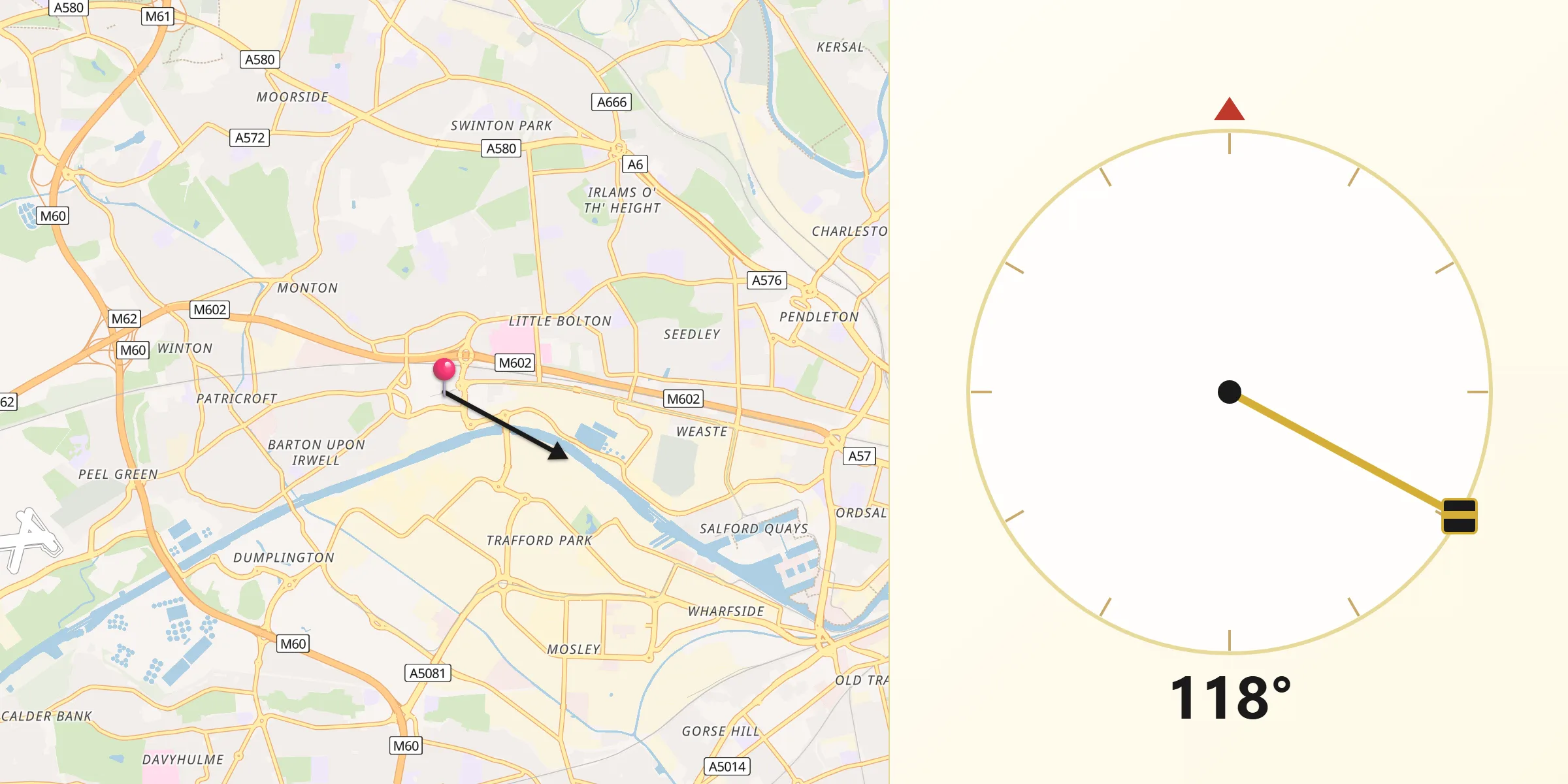 Qibla Direction from Eccles