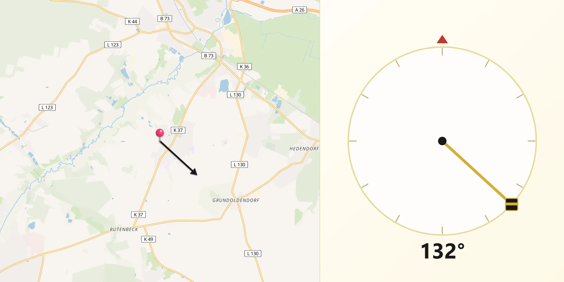 Qibla-Richtung von Bliedersdorf