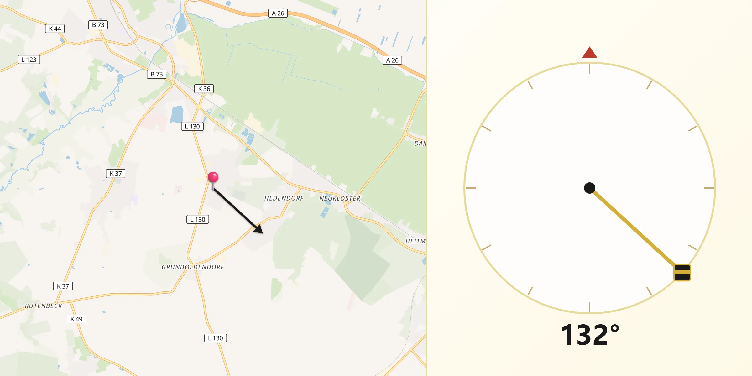 Qibla-Richtung von Nottensdorf