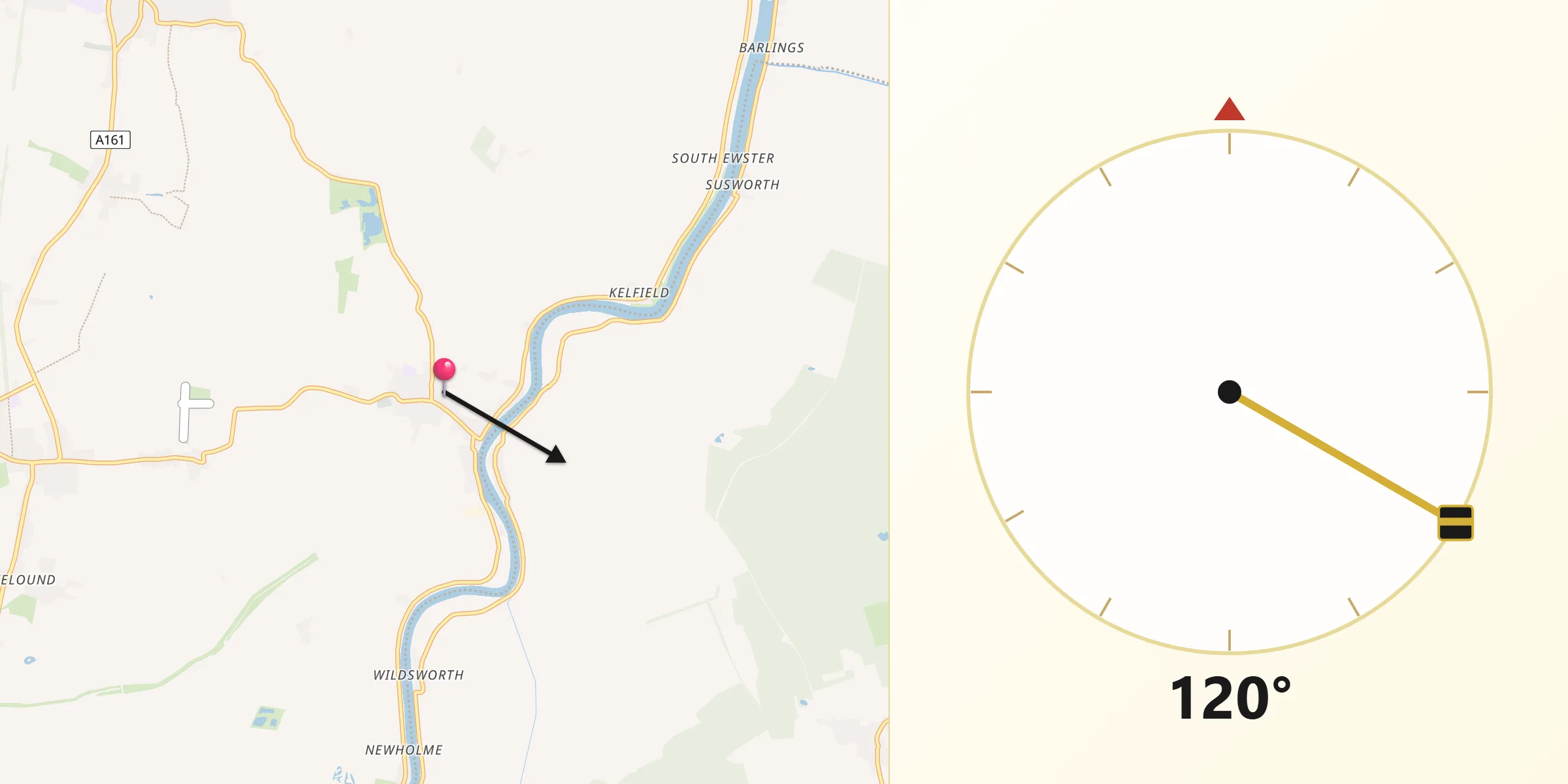 Qibla Direction from Owston Ferry