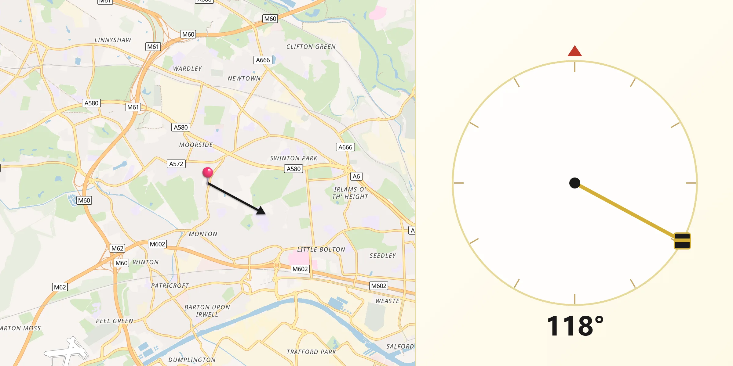 Qibla Direction from Swinton