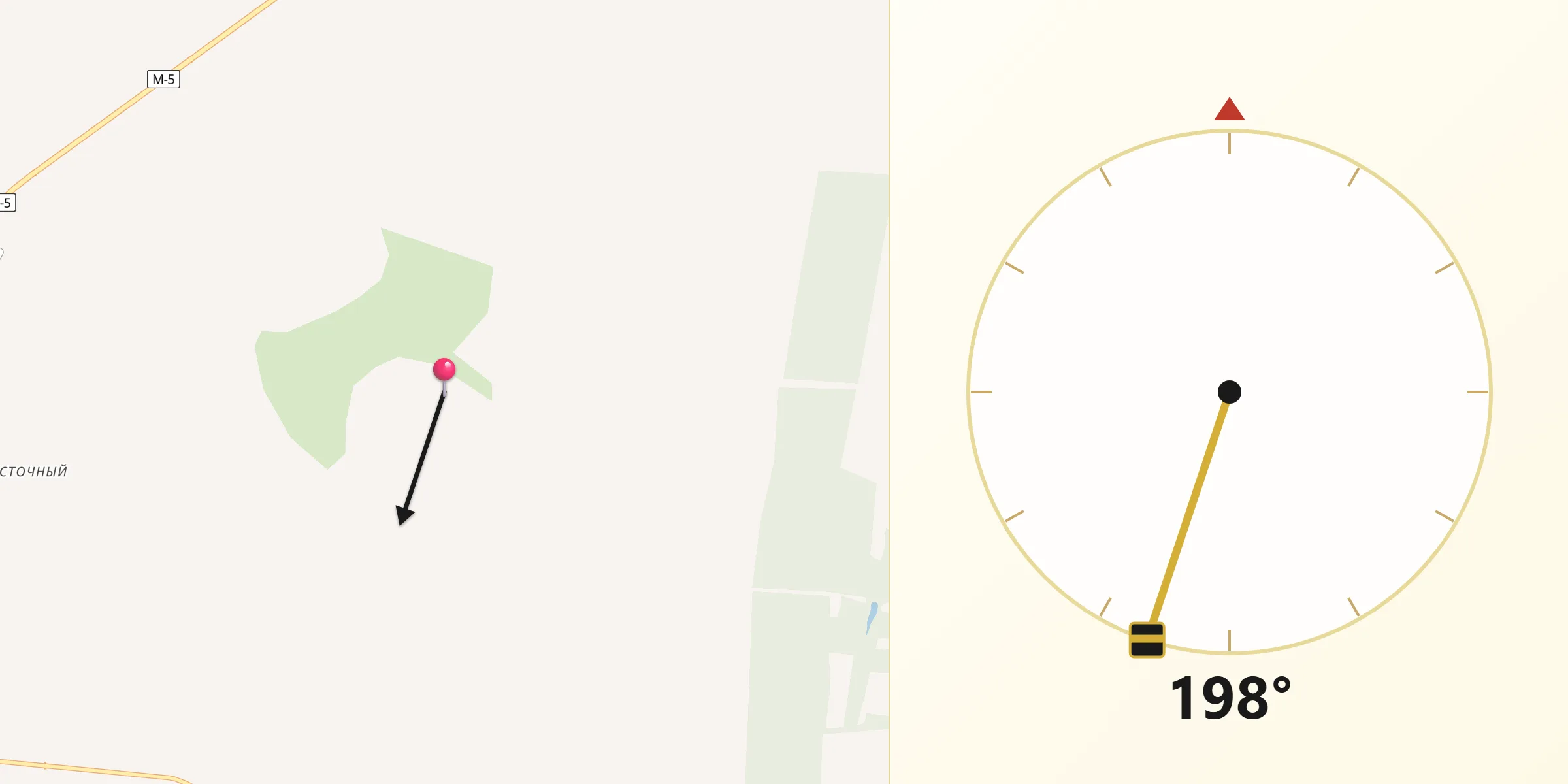 Направление Киблы из Krasnoyarskiy Rayon