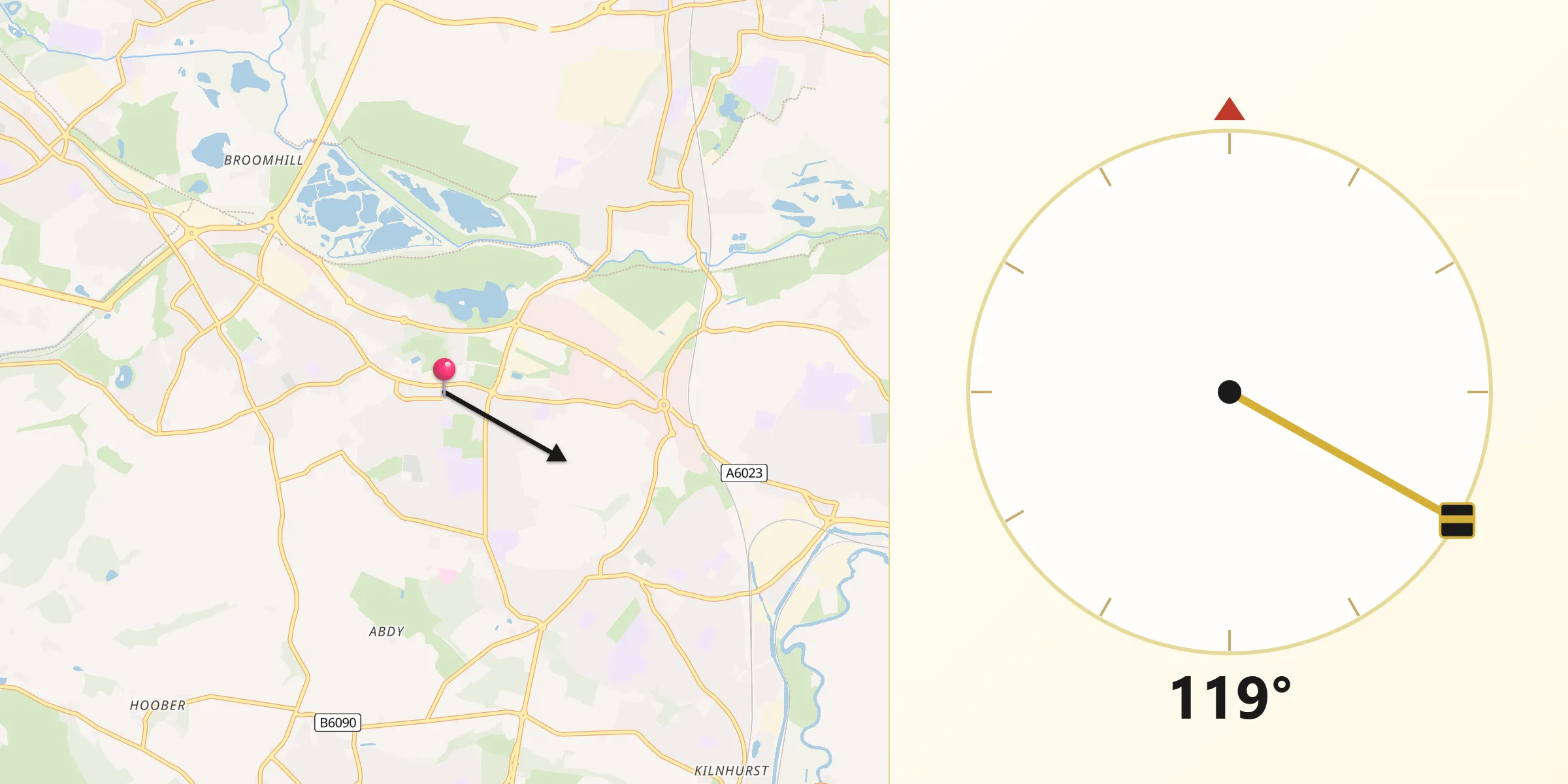 Qibla Direction from Wath upon Dearne