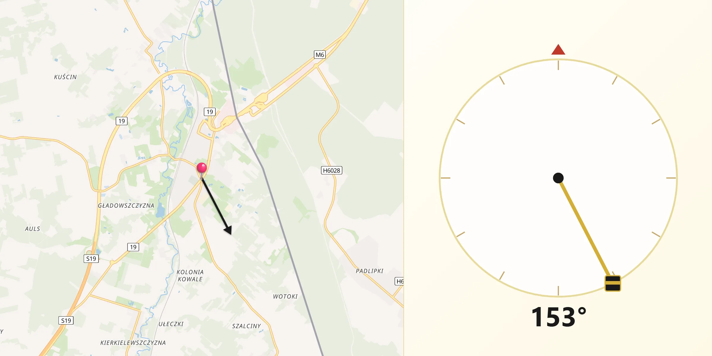 Kierunek Qibla z Kuźnica