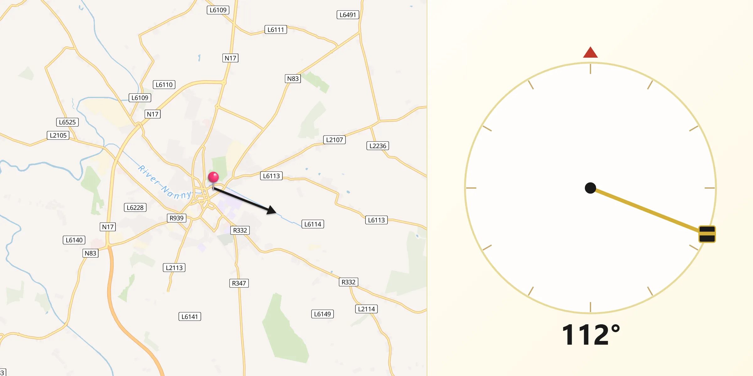 Qibla Direction from Tuam