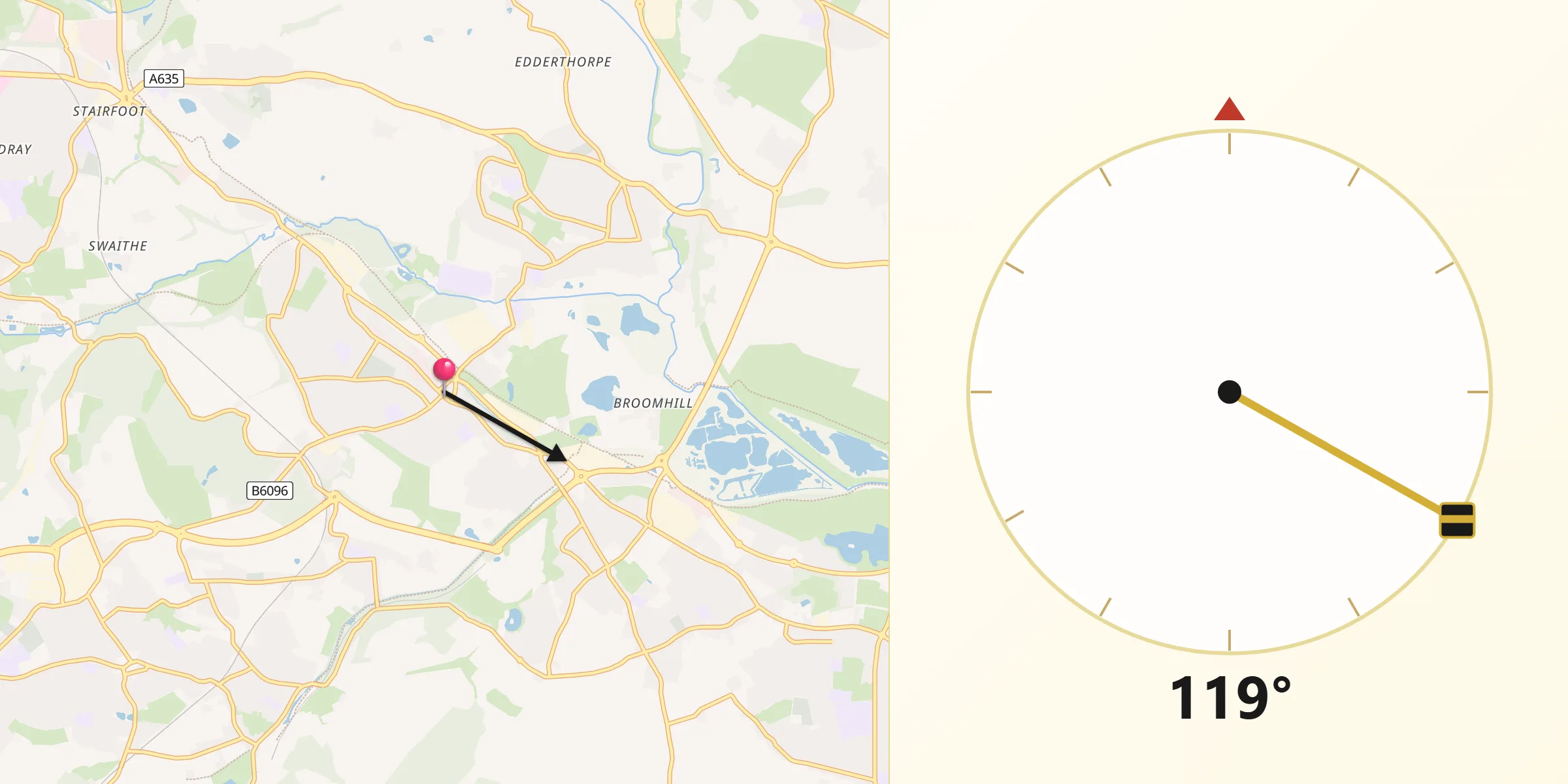 Qibla Direction from Wombwell