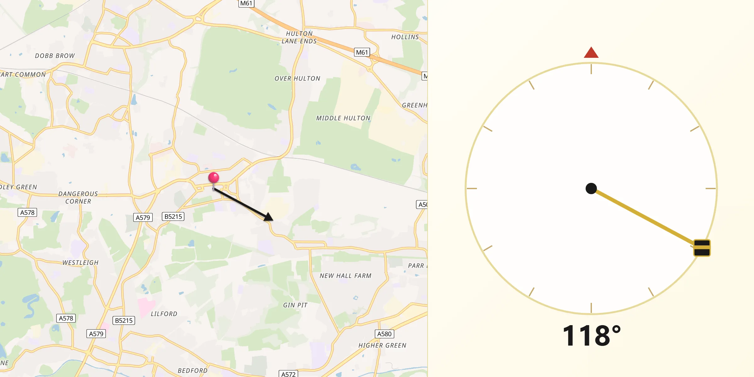 Qibla Direction from Atherton