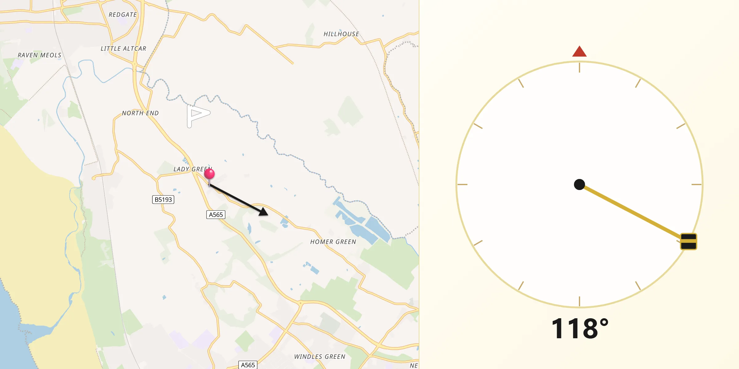 Qibla Direction from Ince Blundell