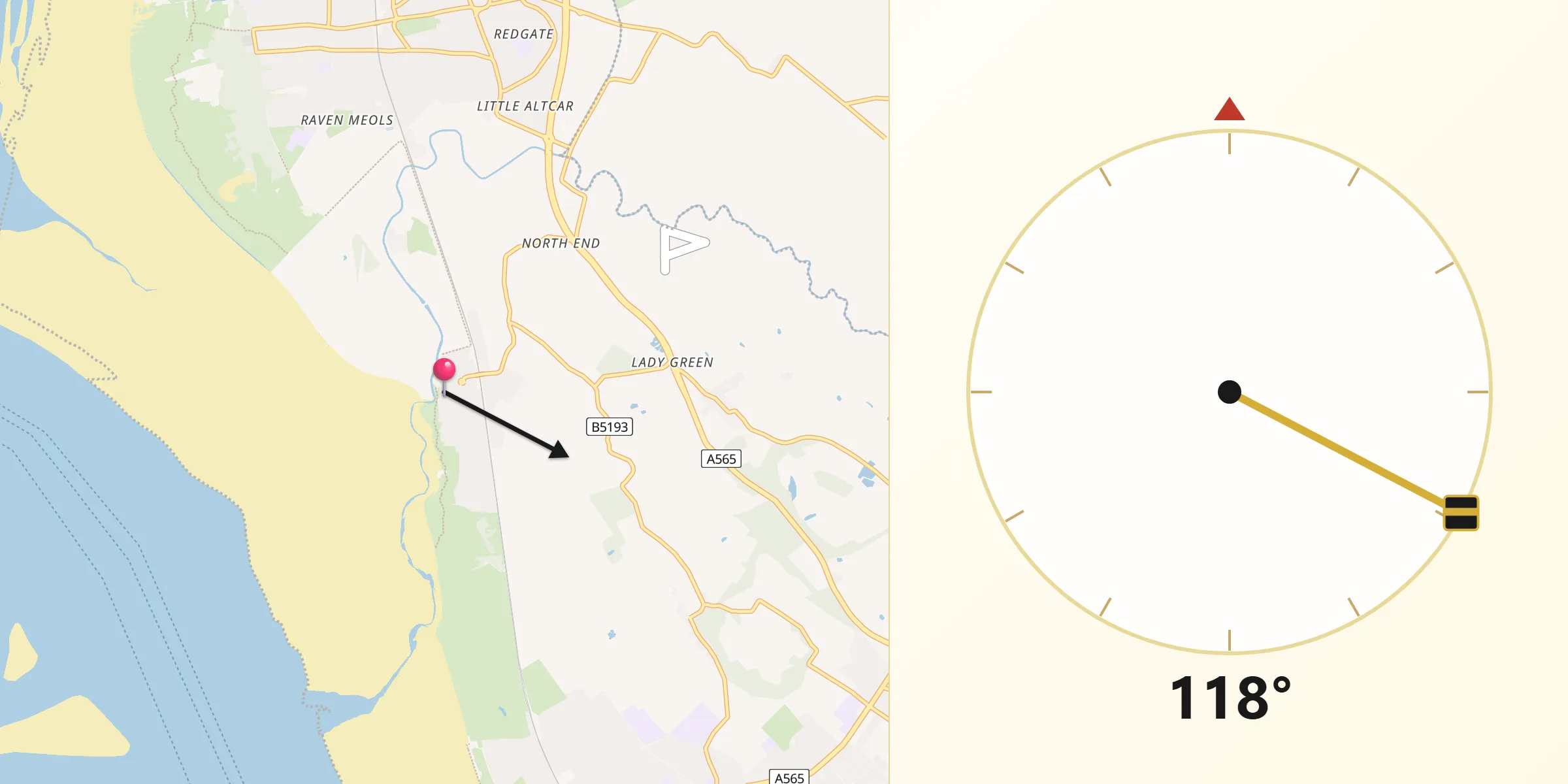 Qibla Direction from Hightown