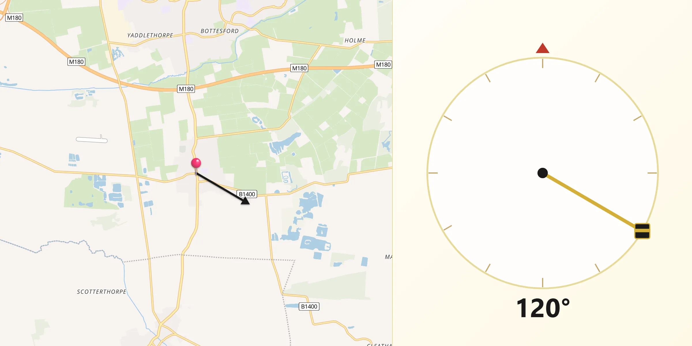 Qibla Direction from Messingham