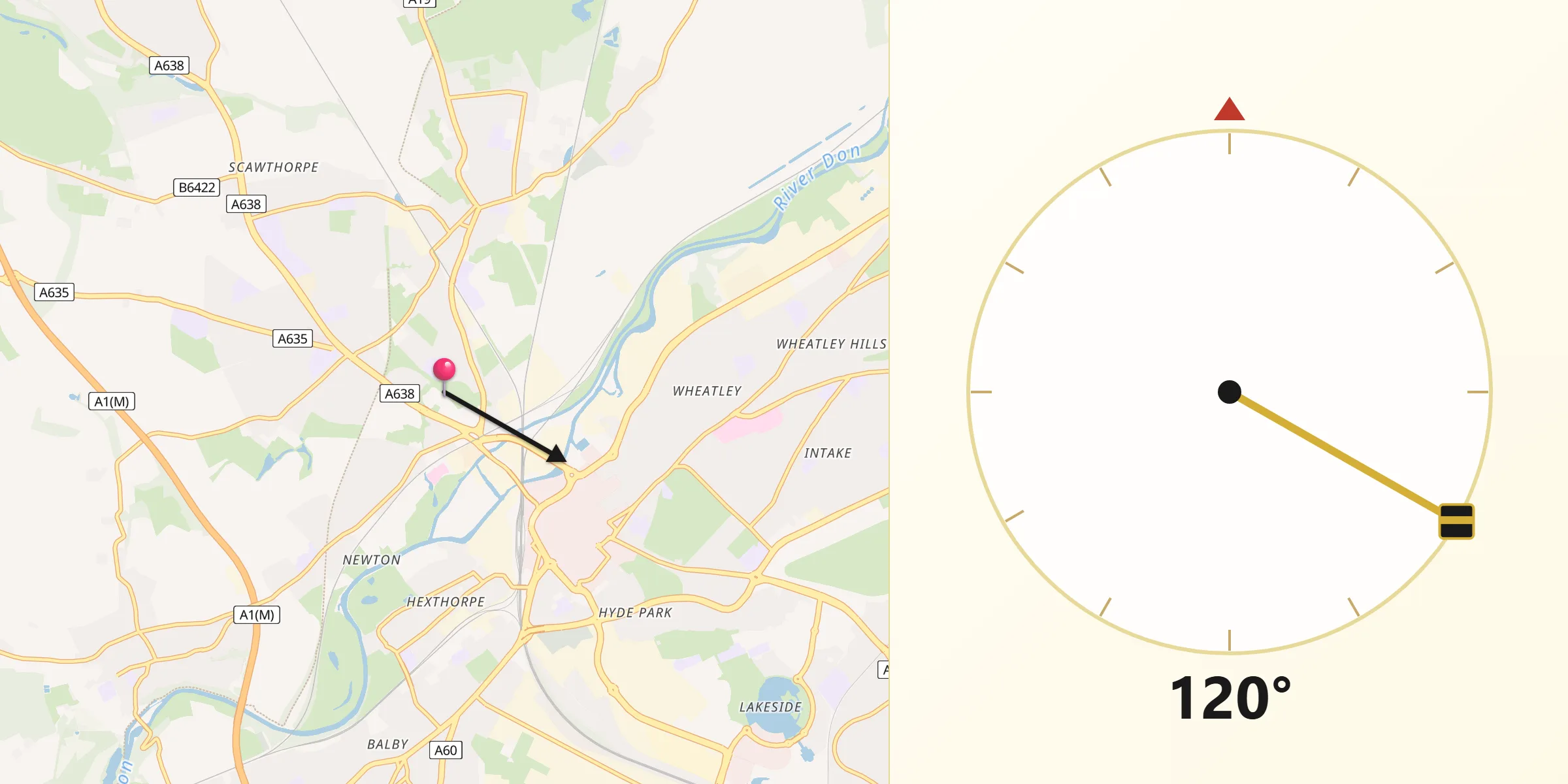 Qibla Direction from Bentley