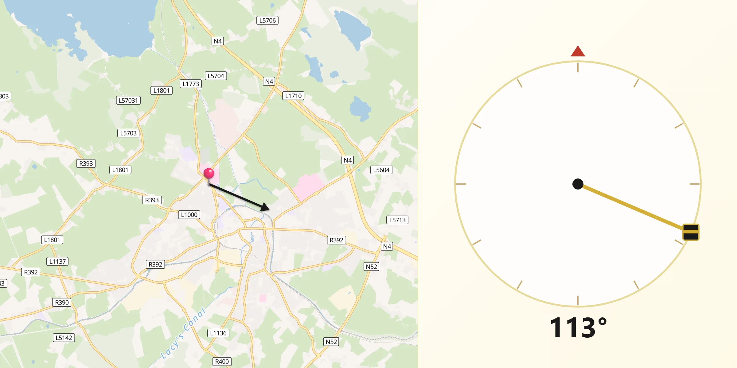 Qibla Direction from Mullingar