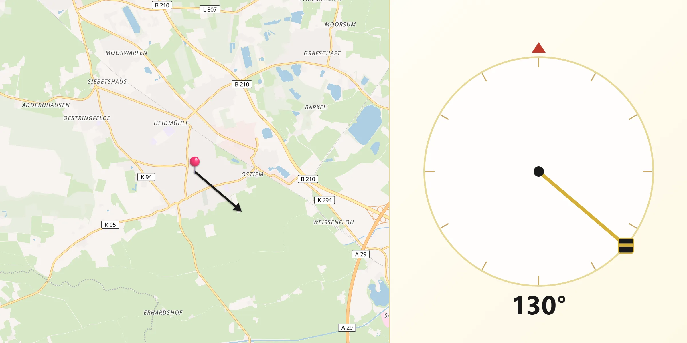 Qibla-Richtung von Schortens