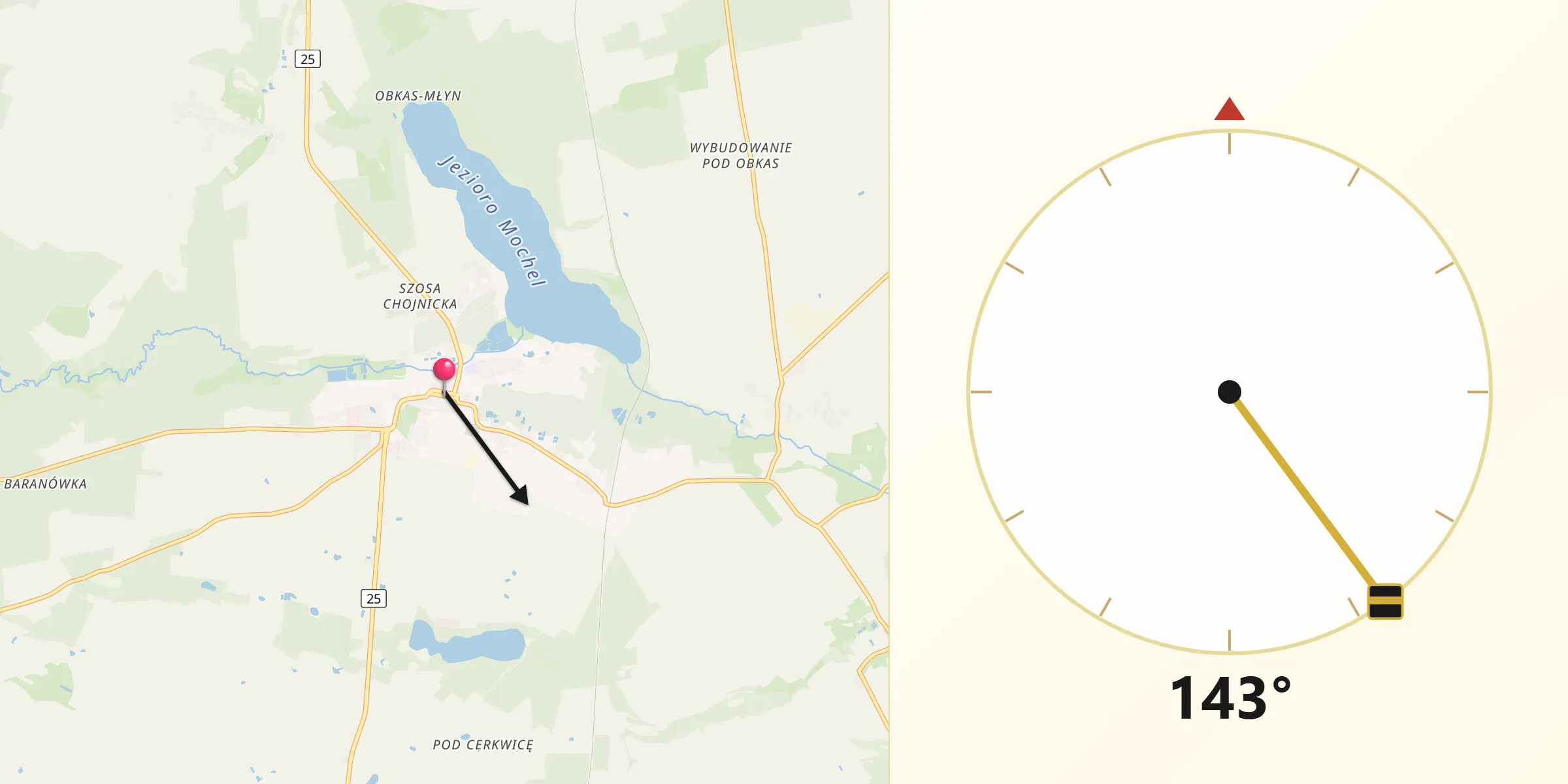 Kierunek Qibla z Kamień Krajeński