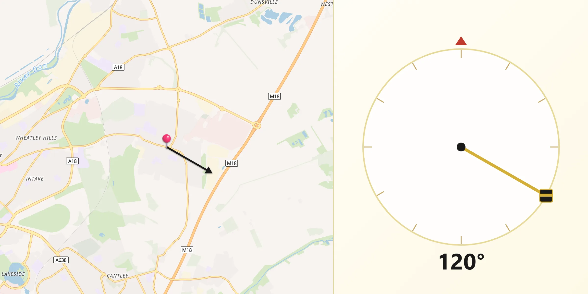 Qibla Direction from Armthorpe