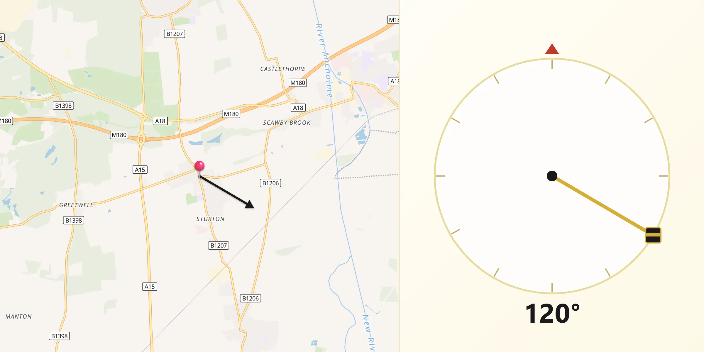 Qibla Direction from Scawby