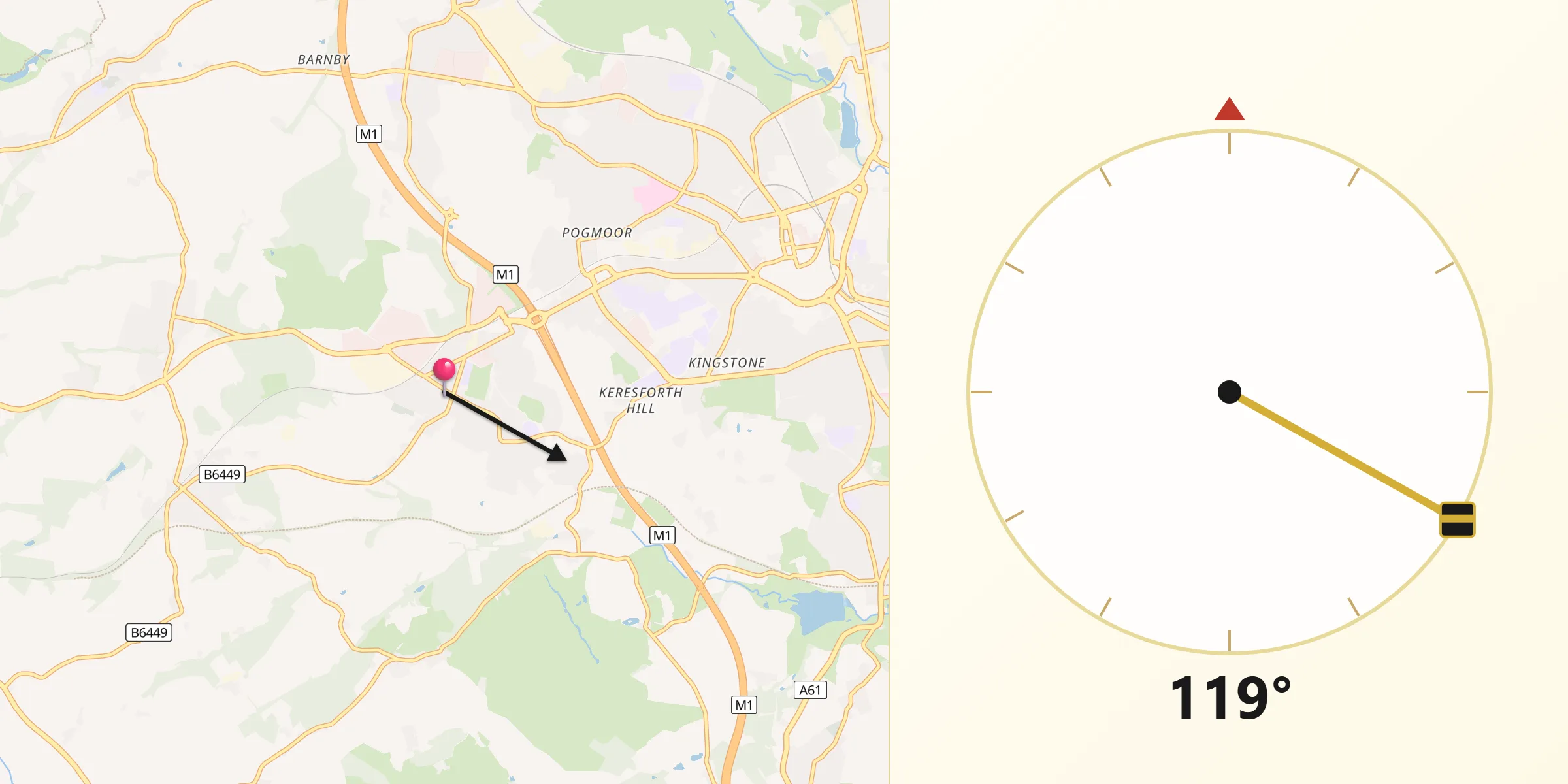 Qibla Direction from Dodworth