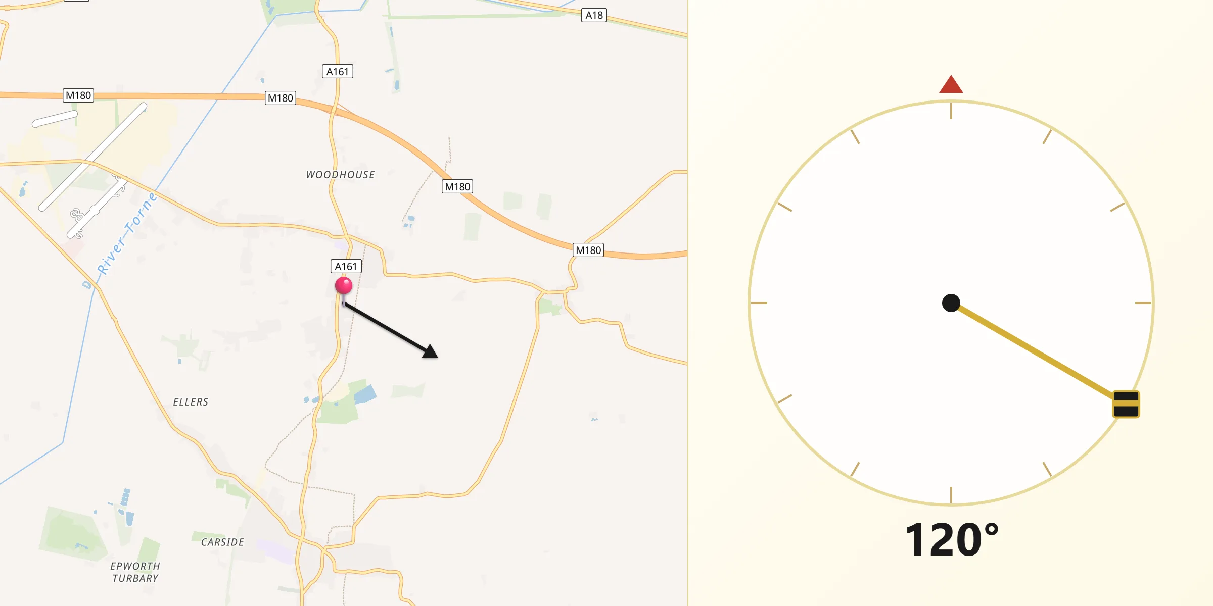 Qibla Direction from Belton