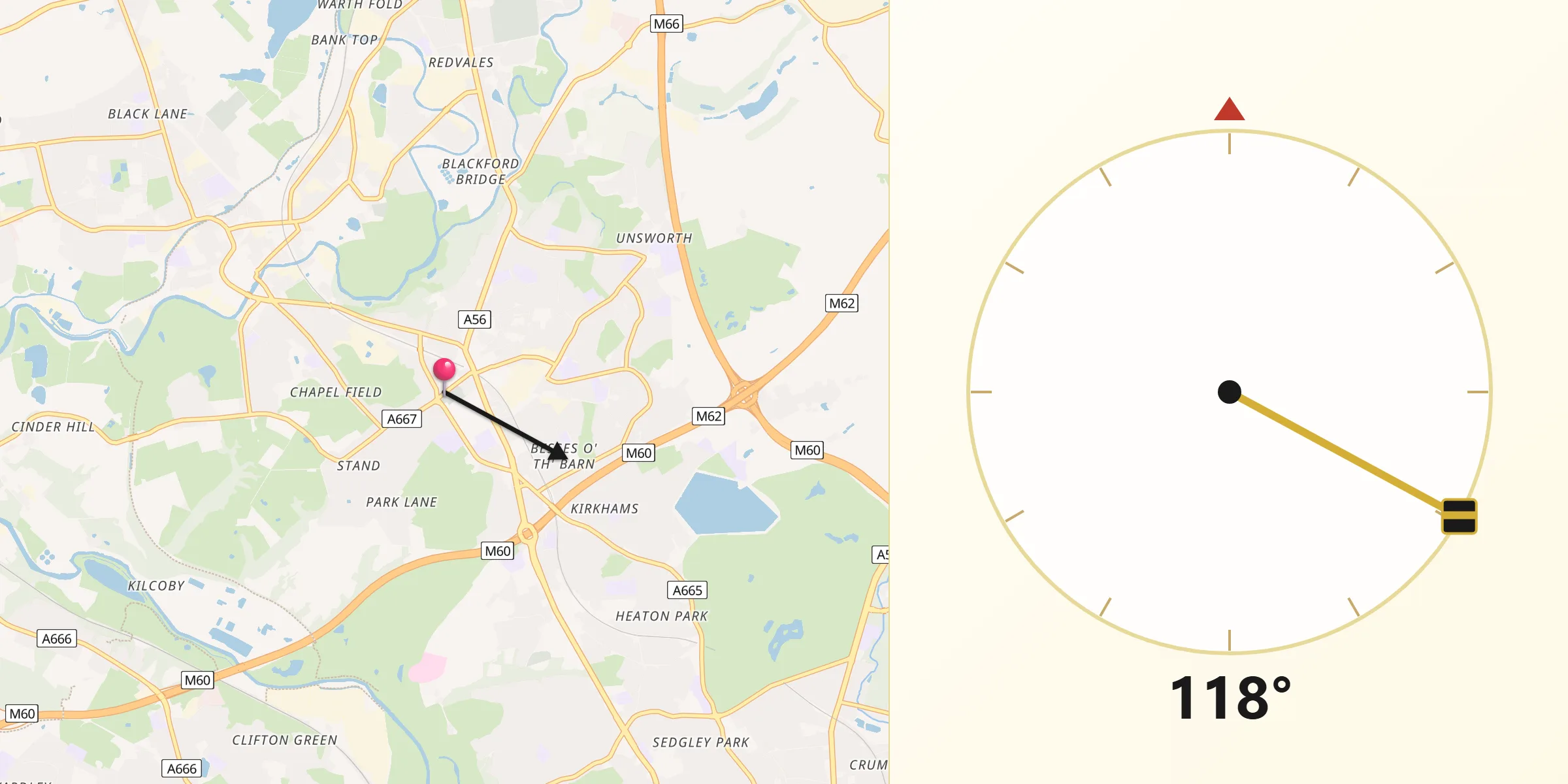 Qibla Direction from Whitefield