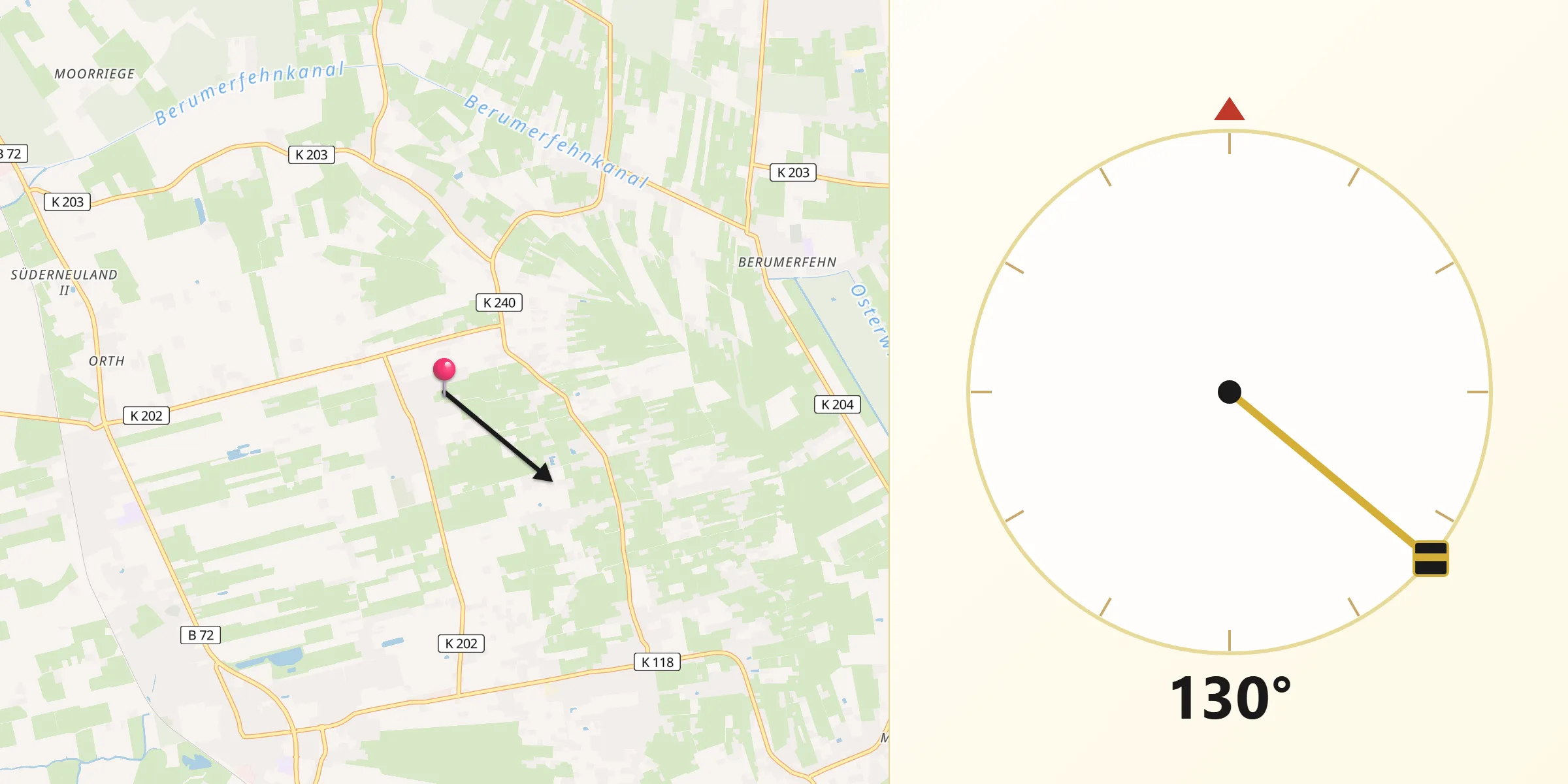 Qibla-Richtung von Leezdorf