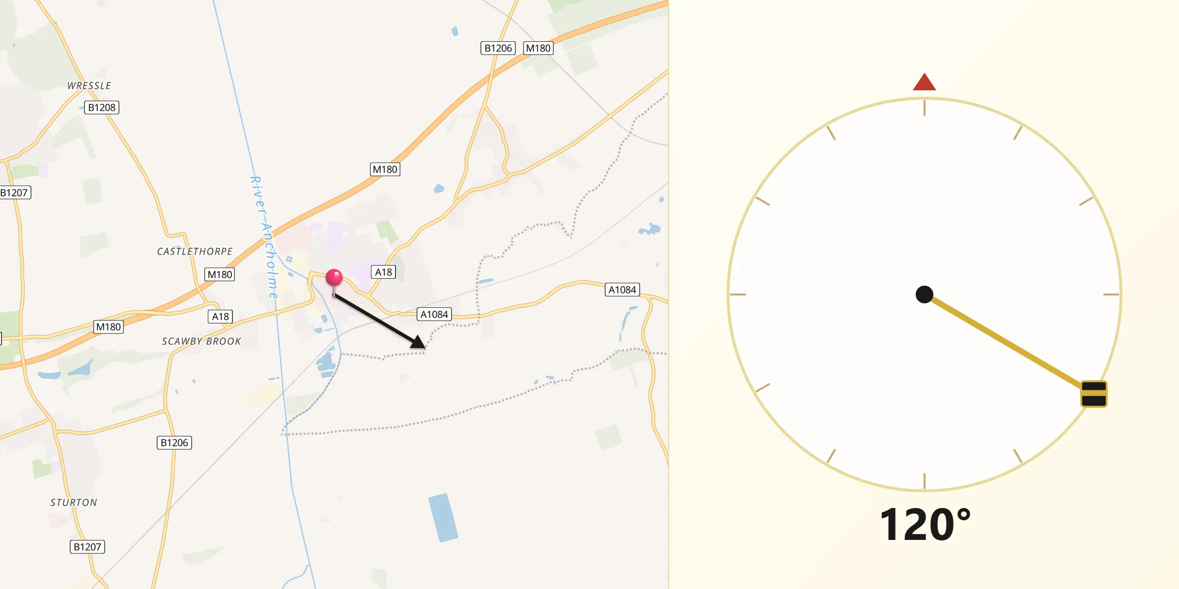Qibla Direction from Brigg