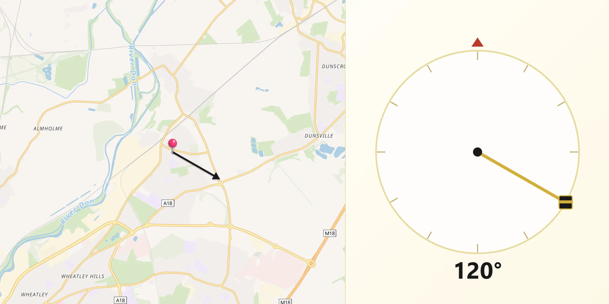 Qibla Direction from Kirk Sandall