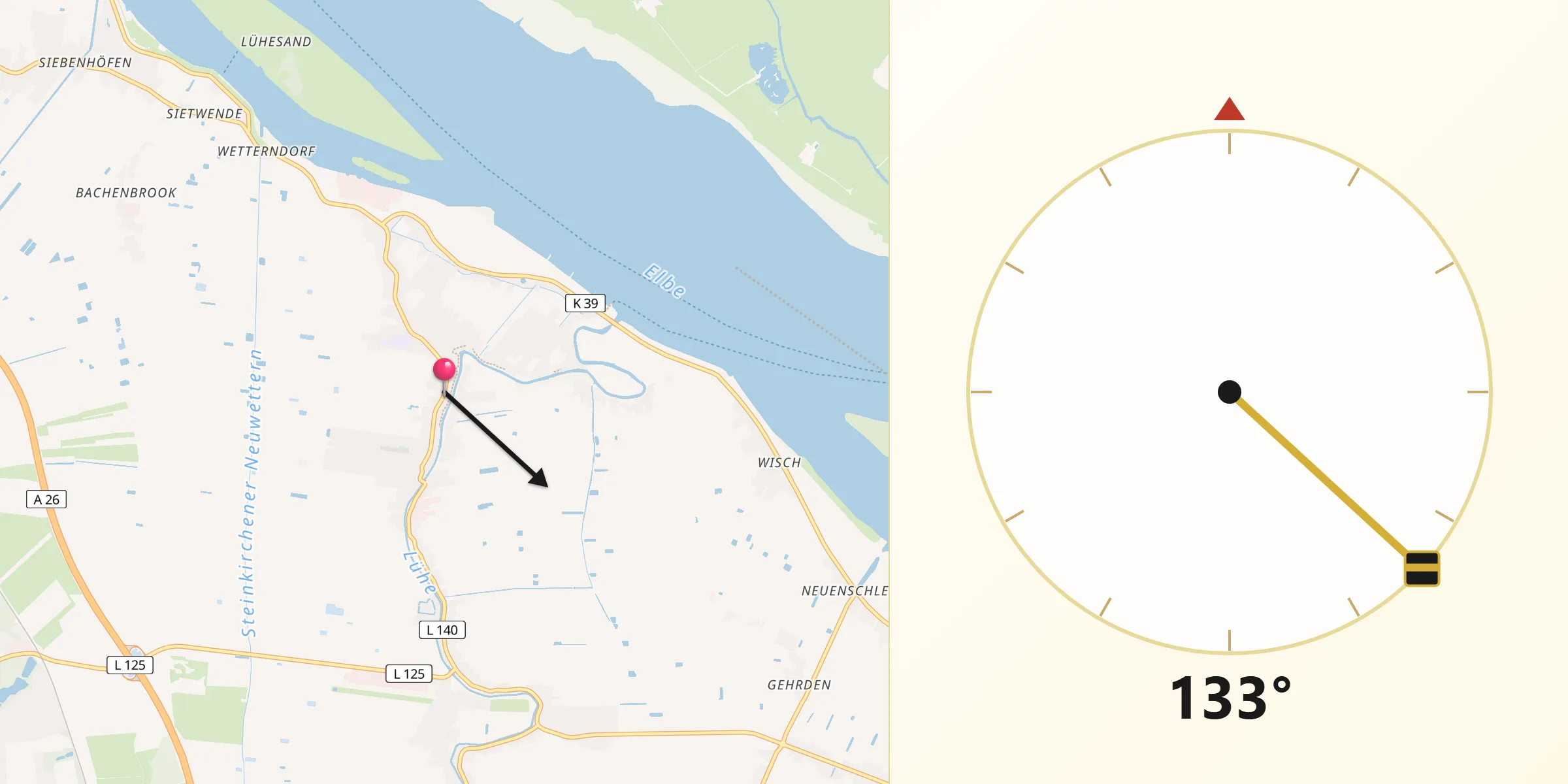 Qibla-Richtung von Steinkirchen
