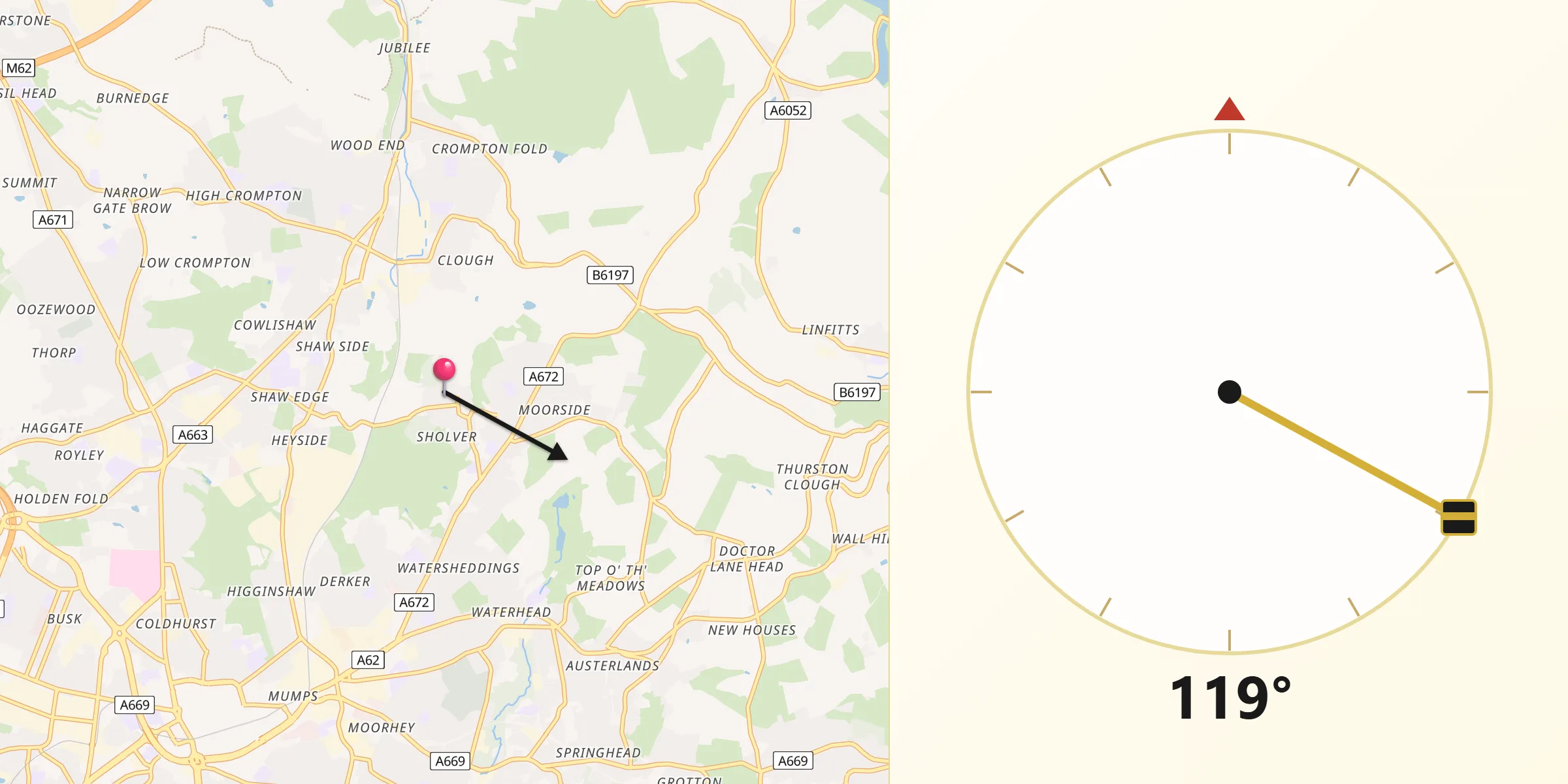 Qibla Direction from Shaw