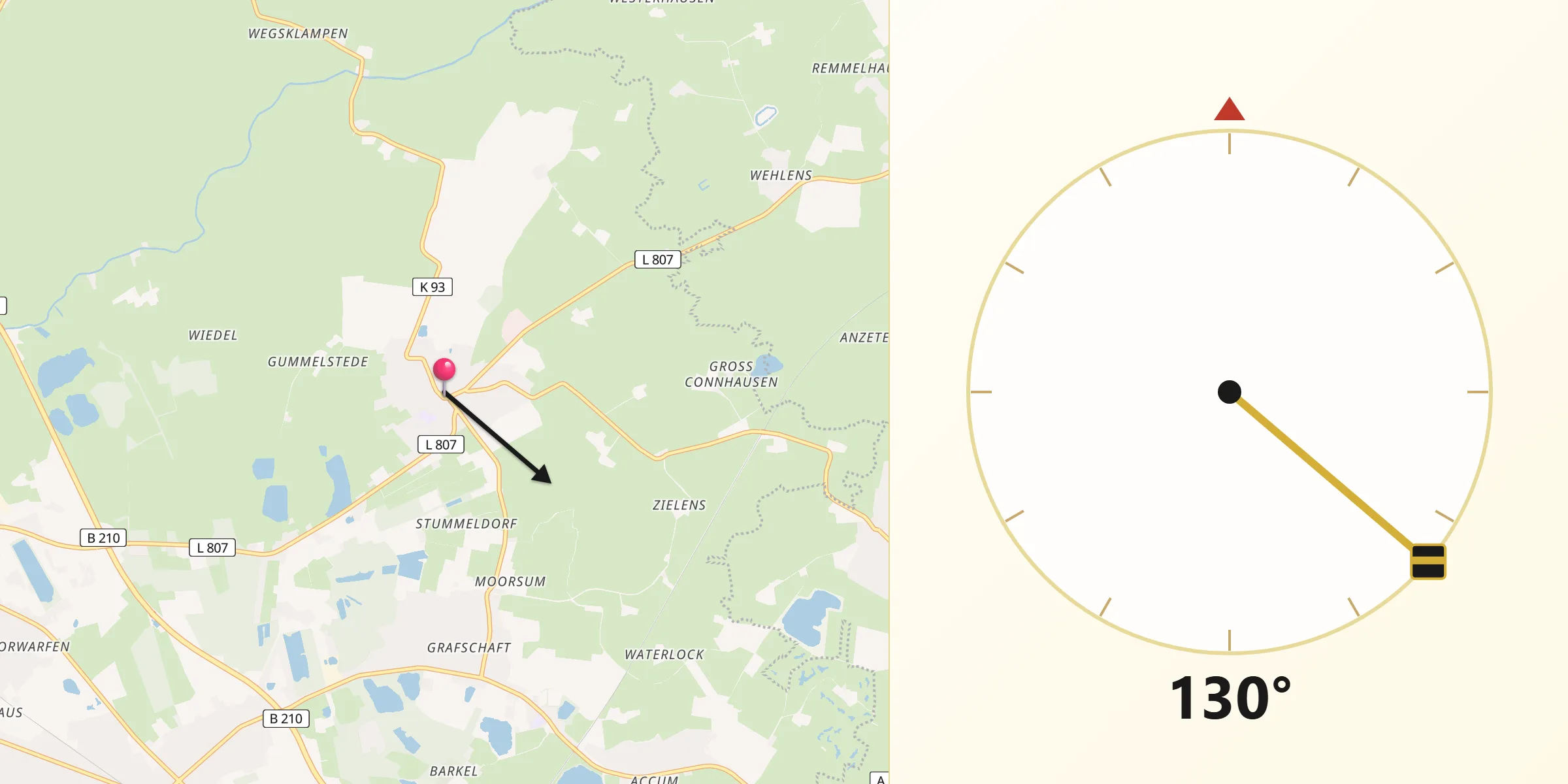 Qibla-Richtung von Sillenstede