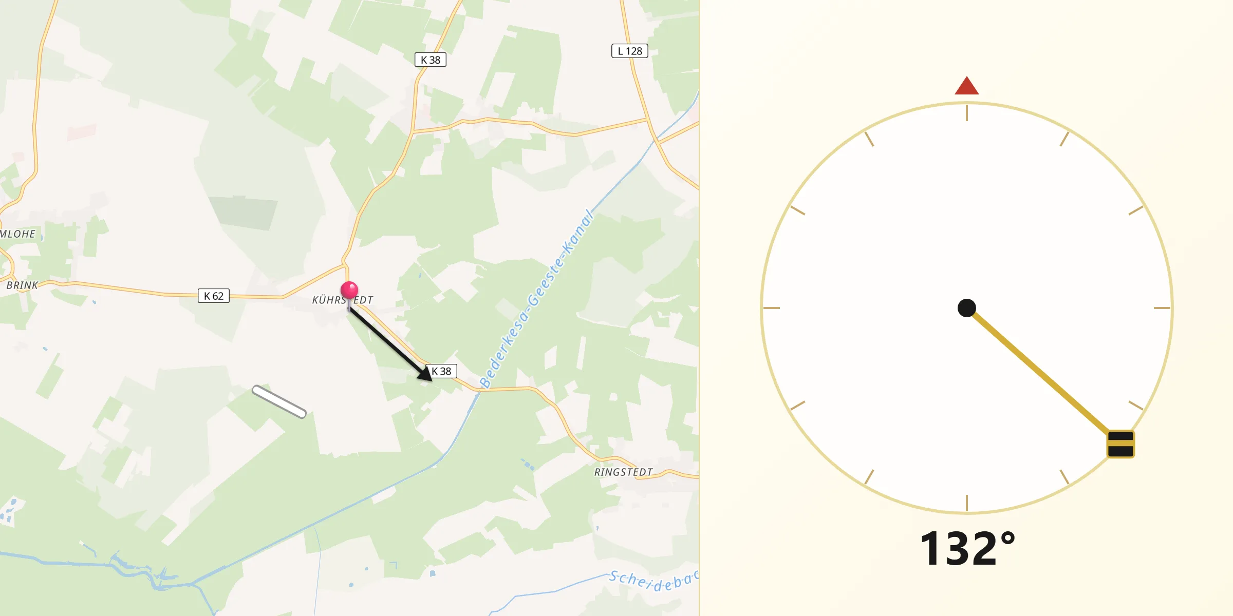 Qibla-Richtung von Kührstedt