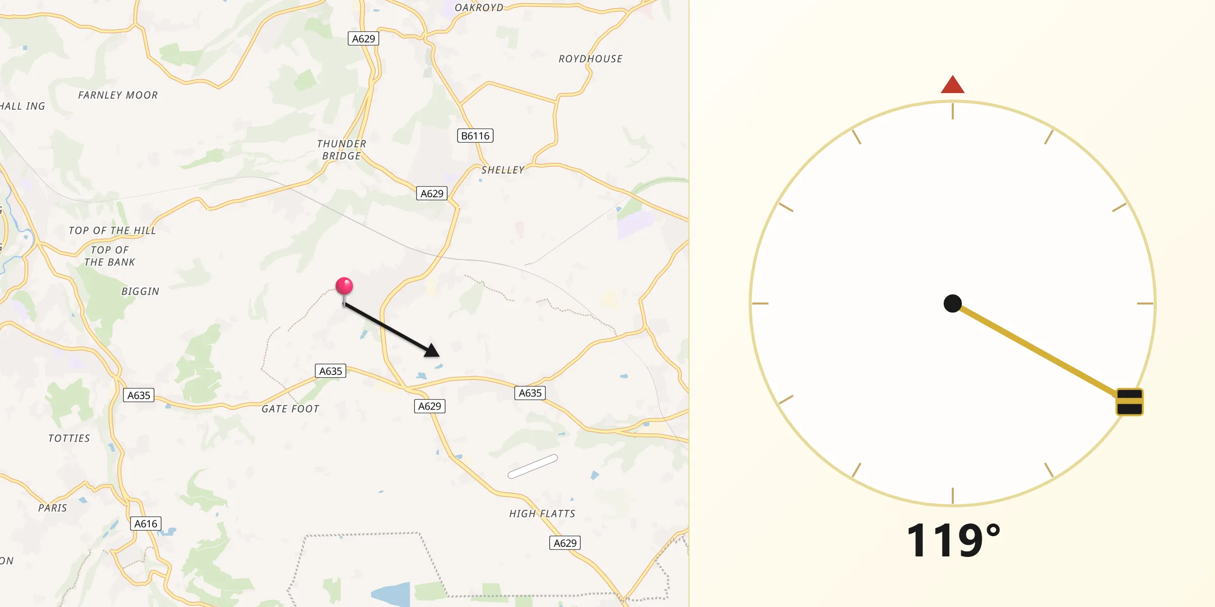 Qibla Direction from Shepley