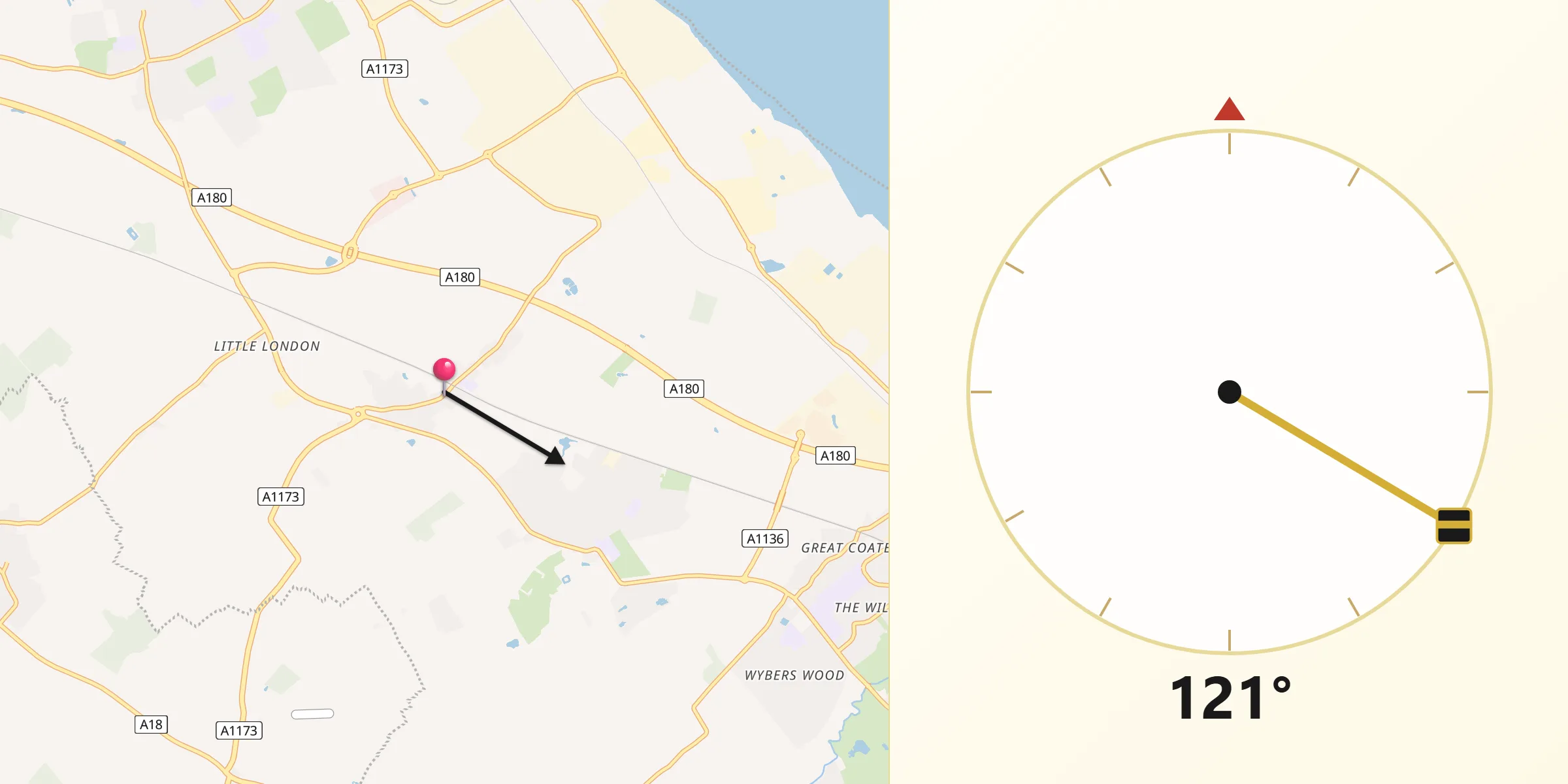 Qibla Direction from Stallingborough