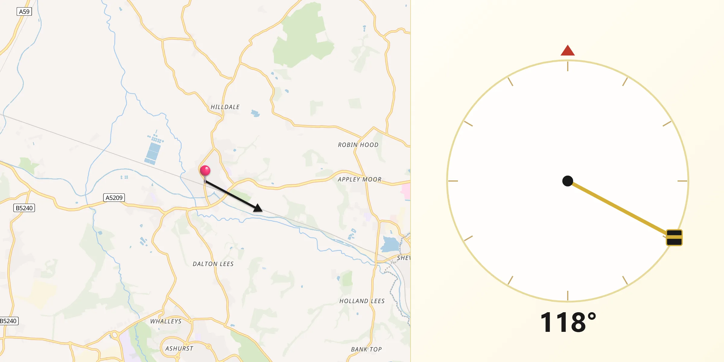 Qibla Direction from Parbold