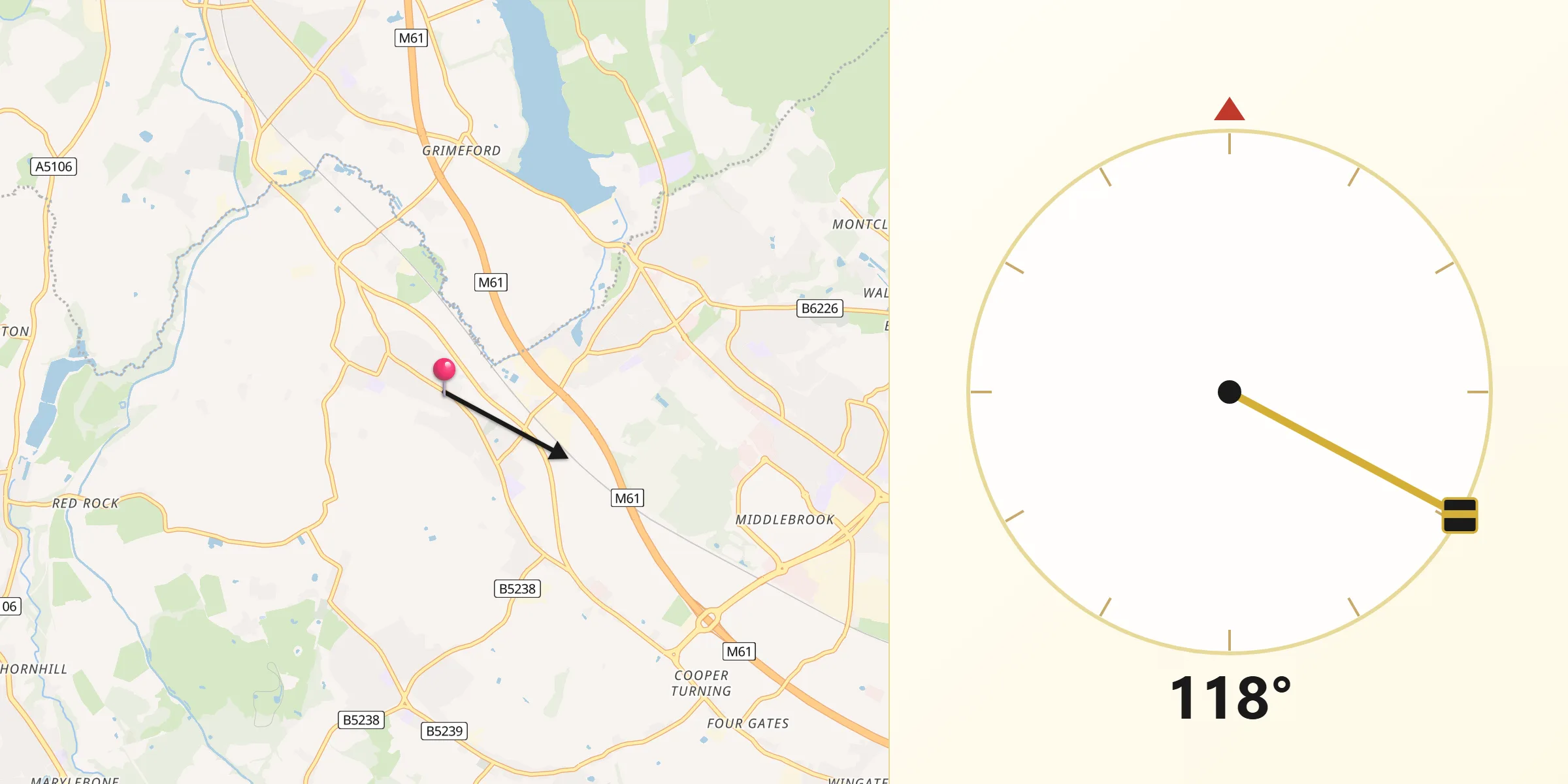 Qibla Direction from Blackrod