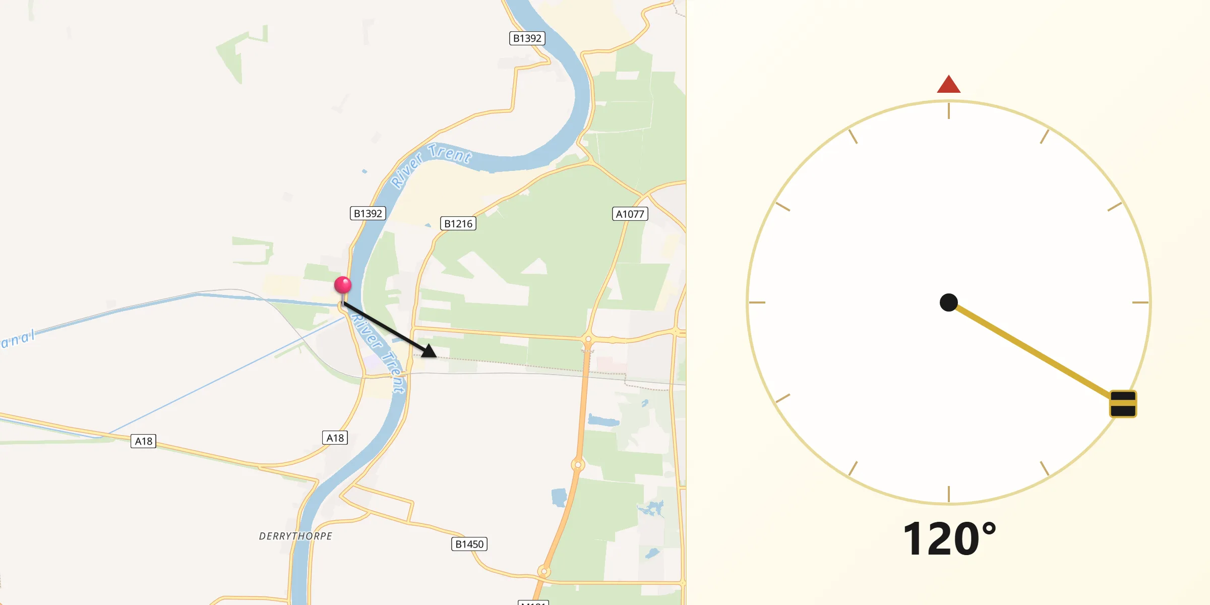 Qibla Direction from Keadby