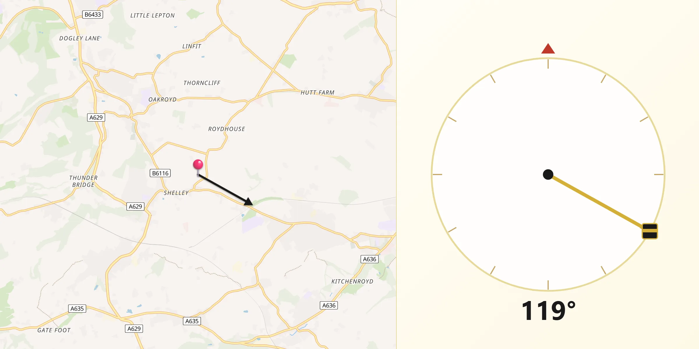 Qibla Direction from Shelley
