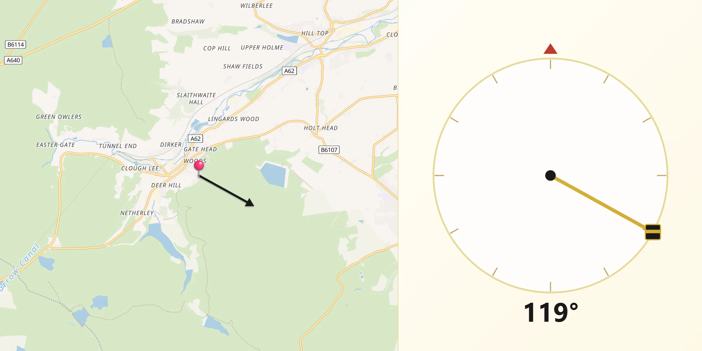 Qibla Direction from Marsden