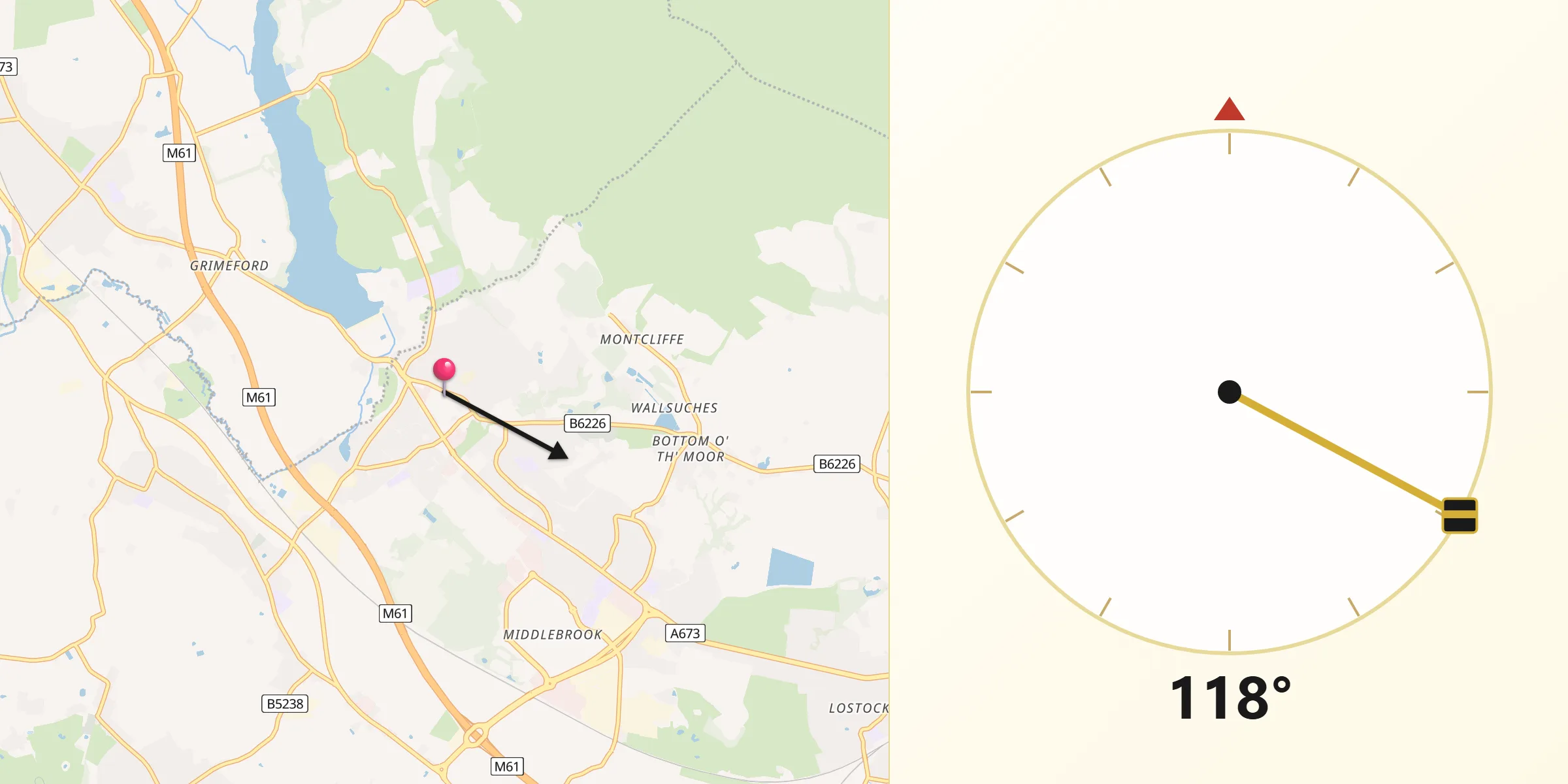 Qibla Direction from Horwich
