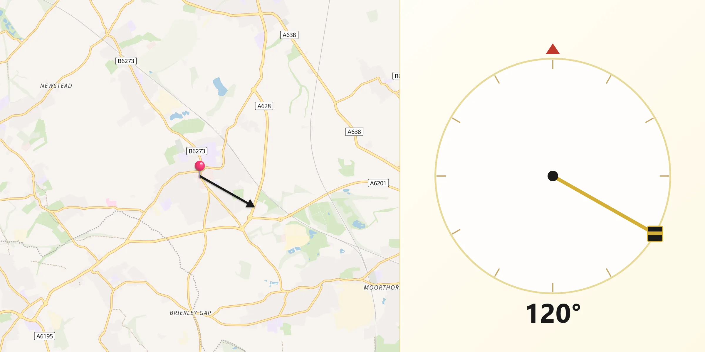 Qibla Direction from Hemsworth