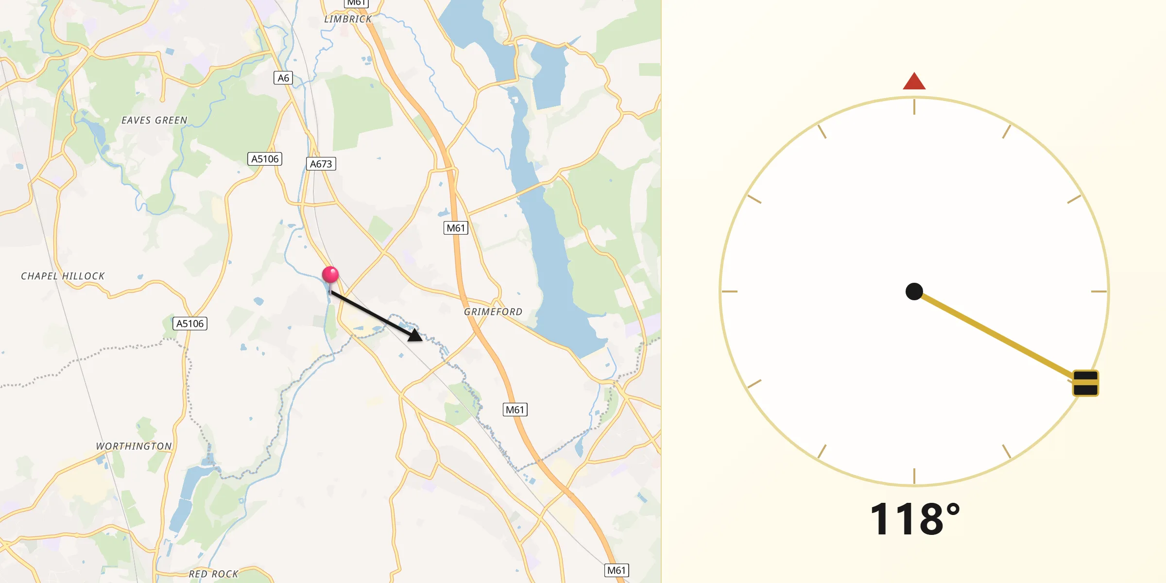 Qibla Direction from Adlington