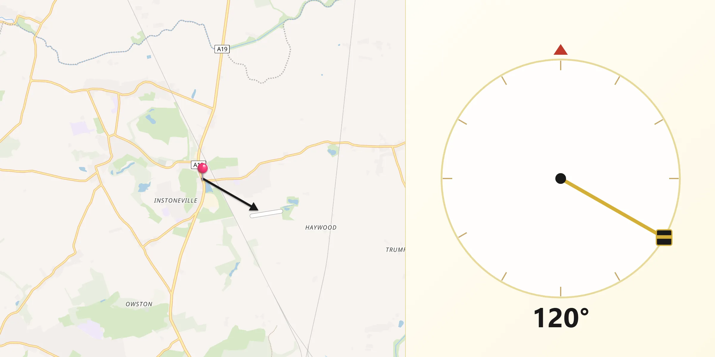 Qibla Direction from Askern