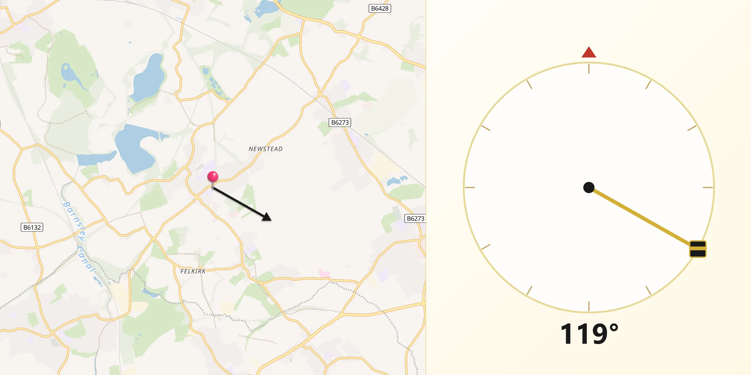 Qibla Direction from Ryhill